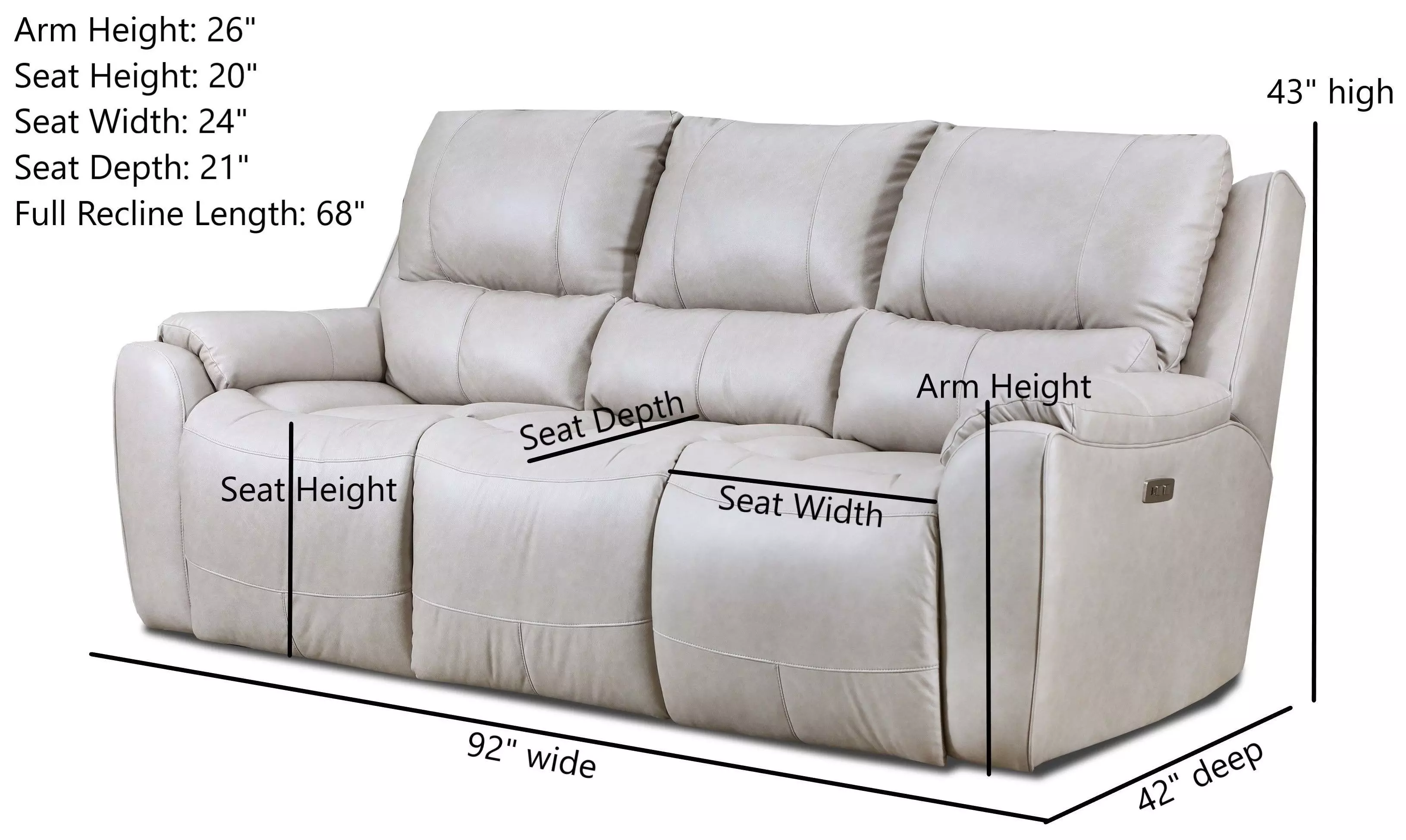 Westchester True Grit Platinum Power Reclining Zero Gravity 92" Sofa with Power Headrest