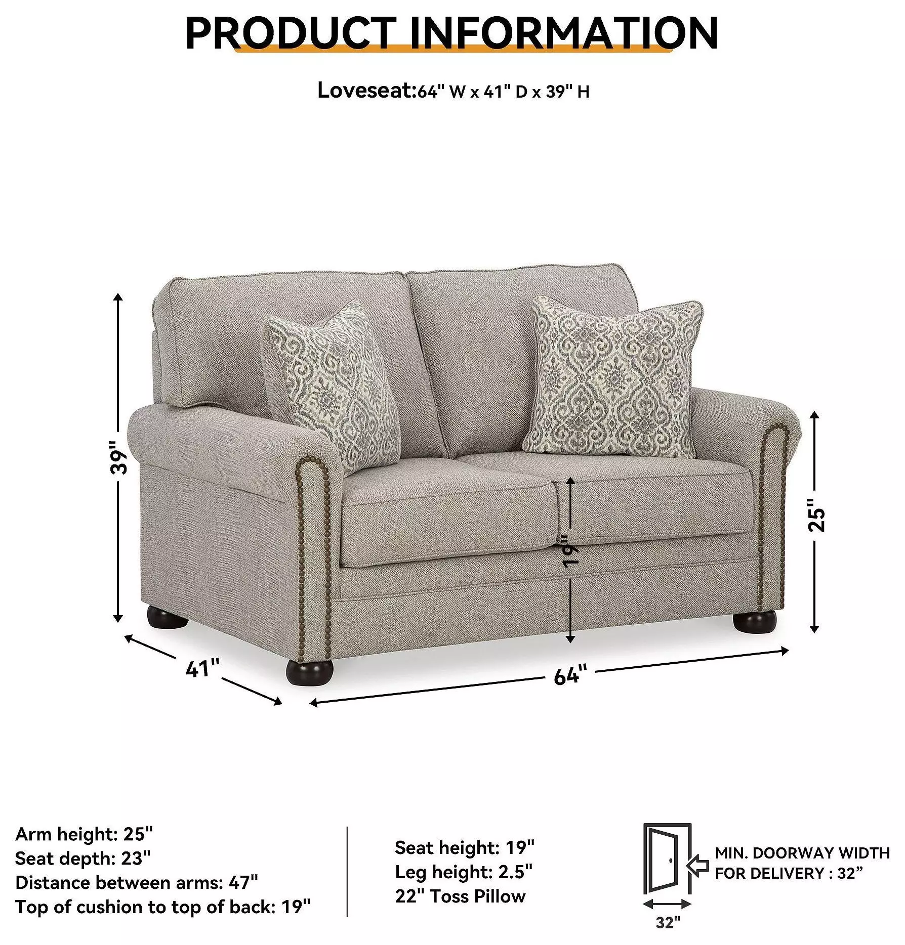 Gaelon Dune 64" Loveseat