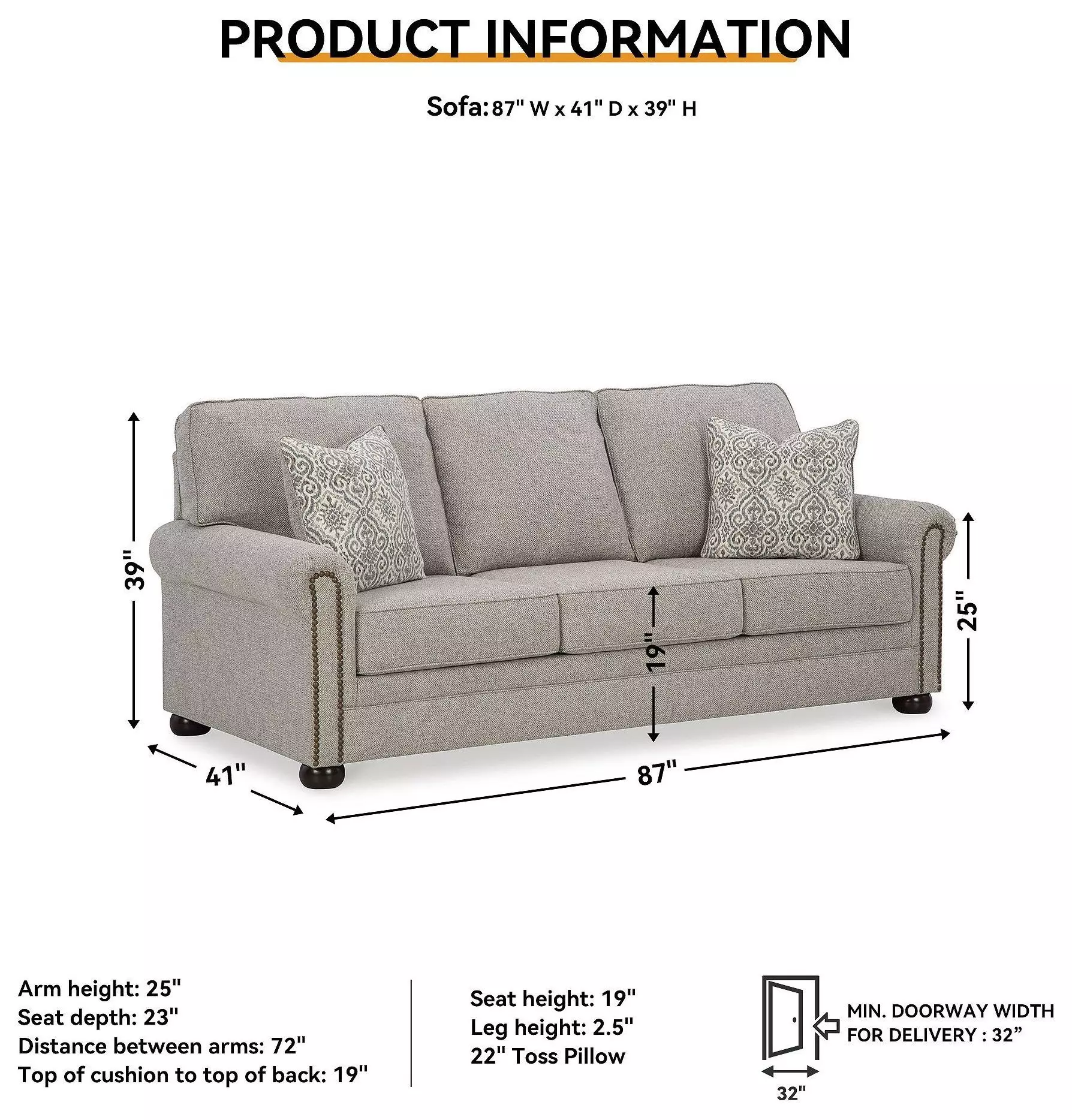 Gaelon Dune 87" Sofa