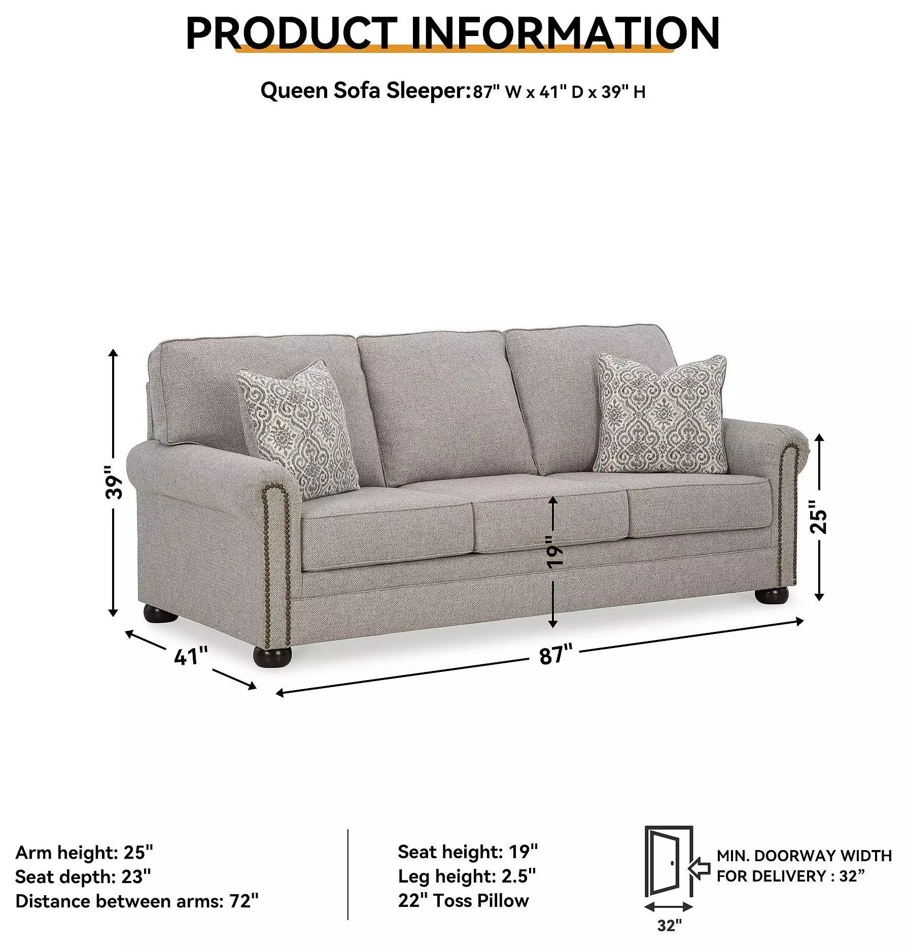 Gaelon Dune Queen 87" Sofa Sleeper