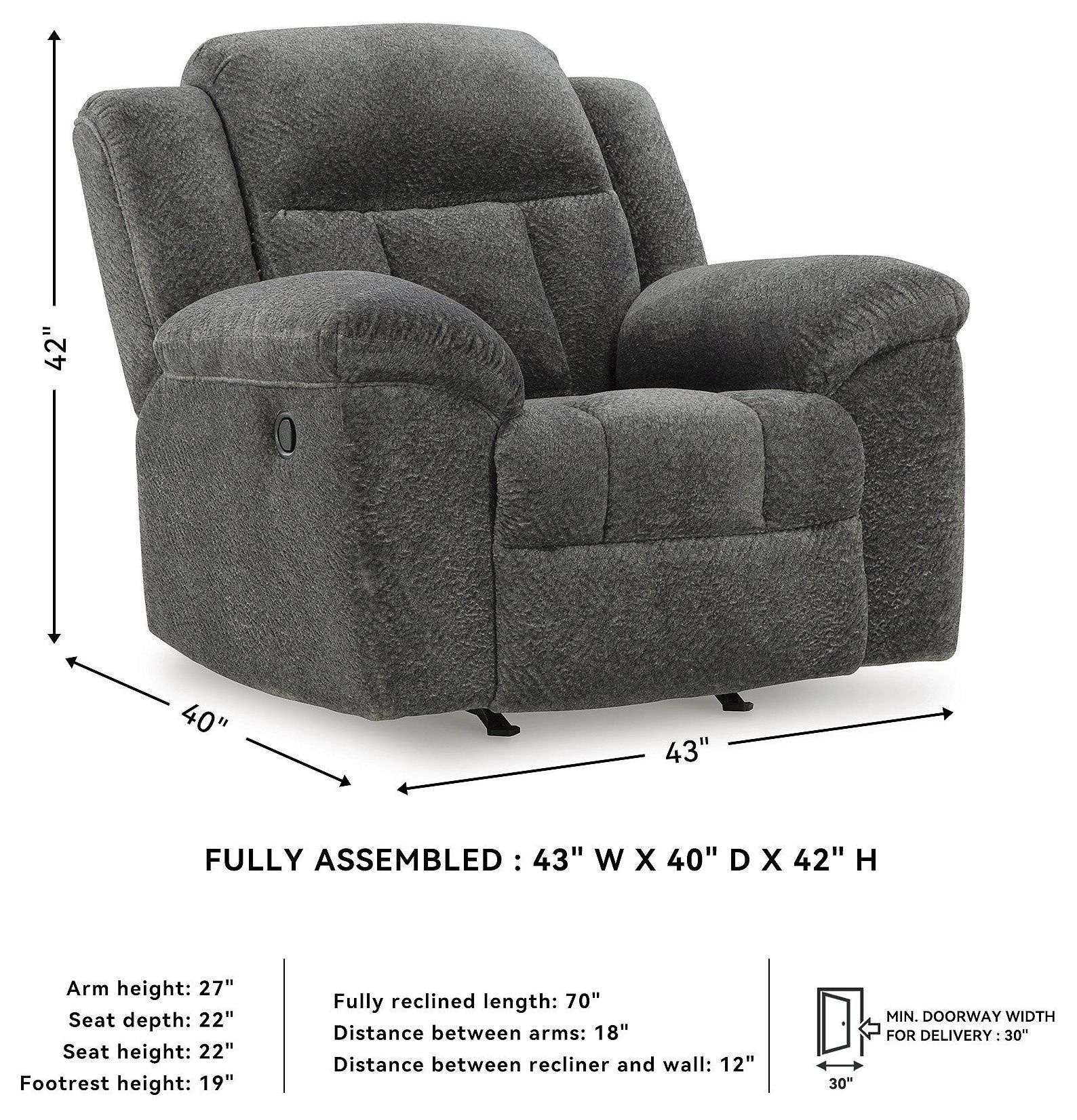 Frohn Graphite Rocker Recliner