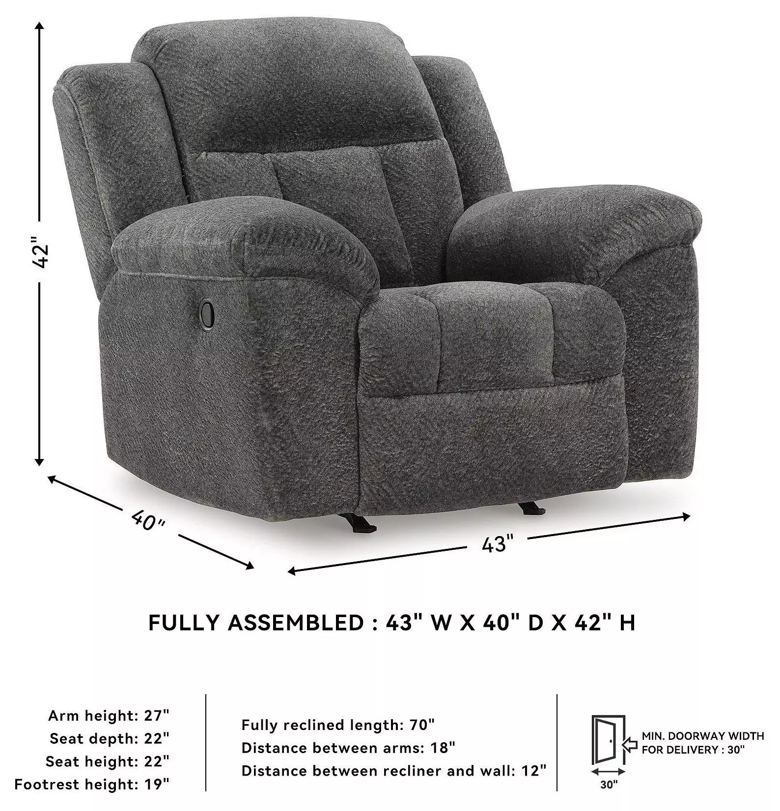 Frohn Graphite Rocker Recliner