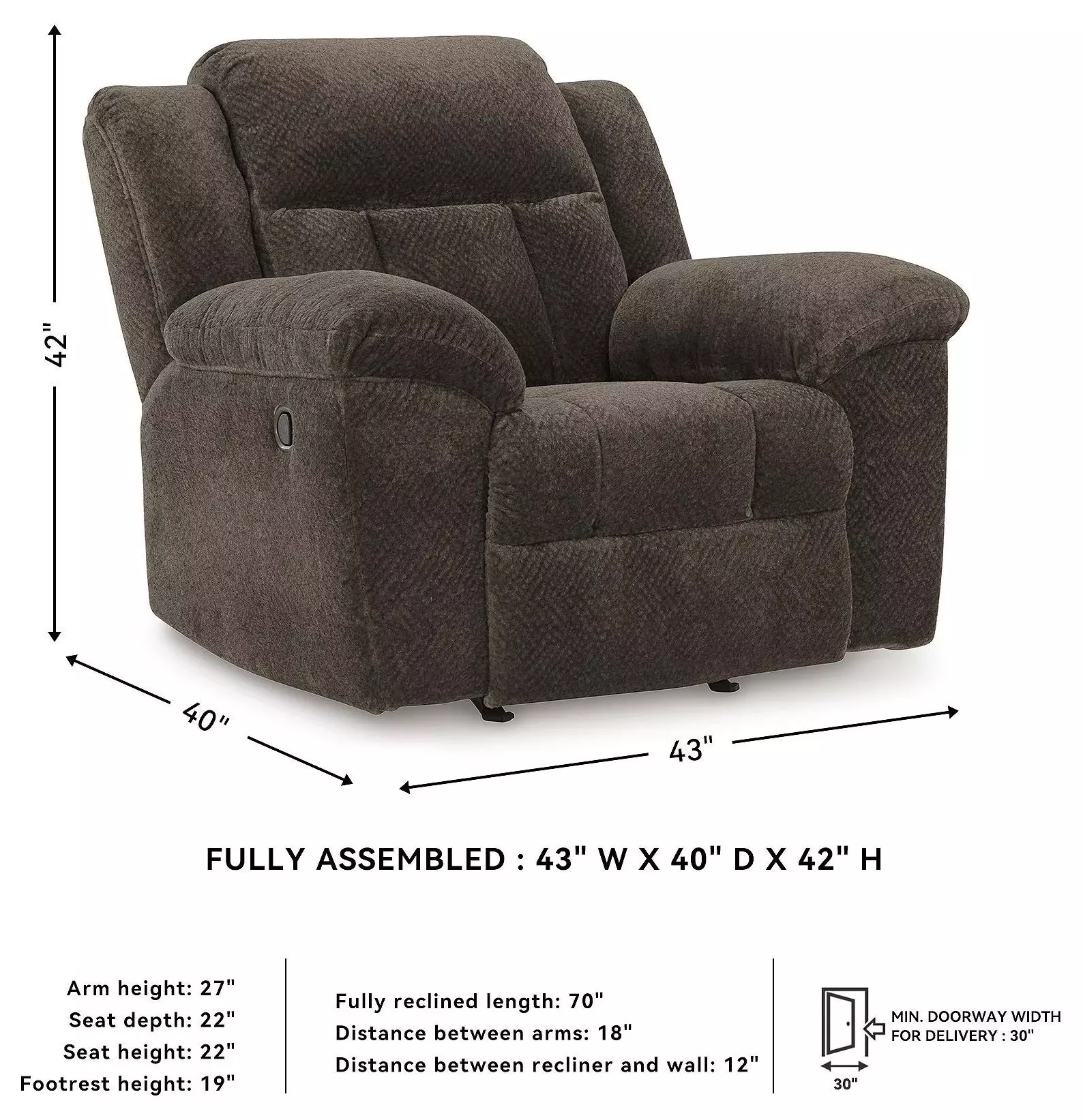 Frohn Chocolate Rocker Recliner