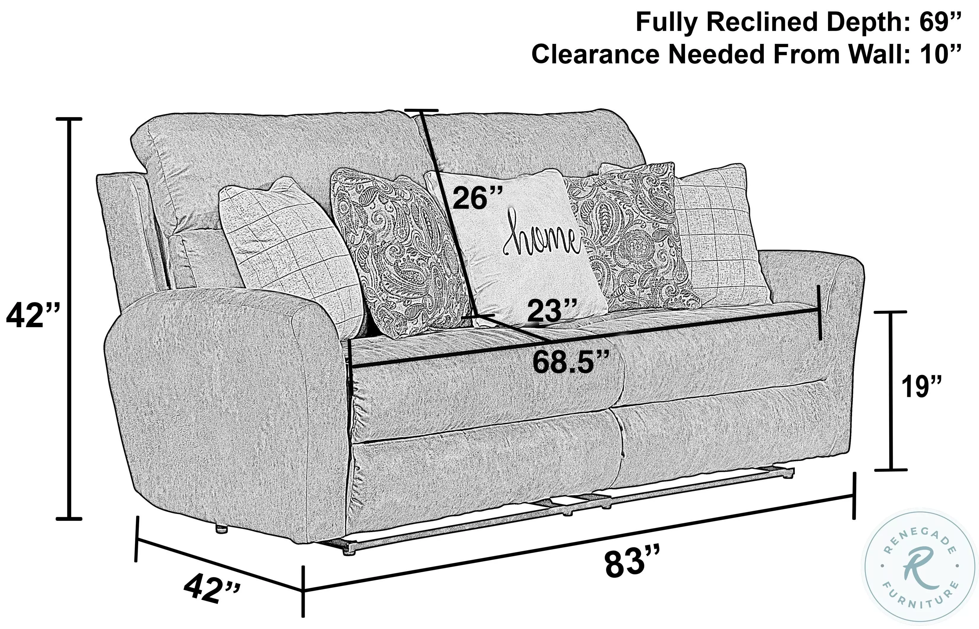 Justine Burlap Lay Flat Reclining 83" Sofa