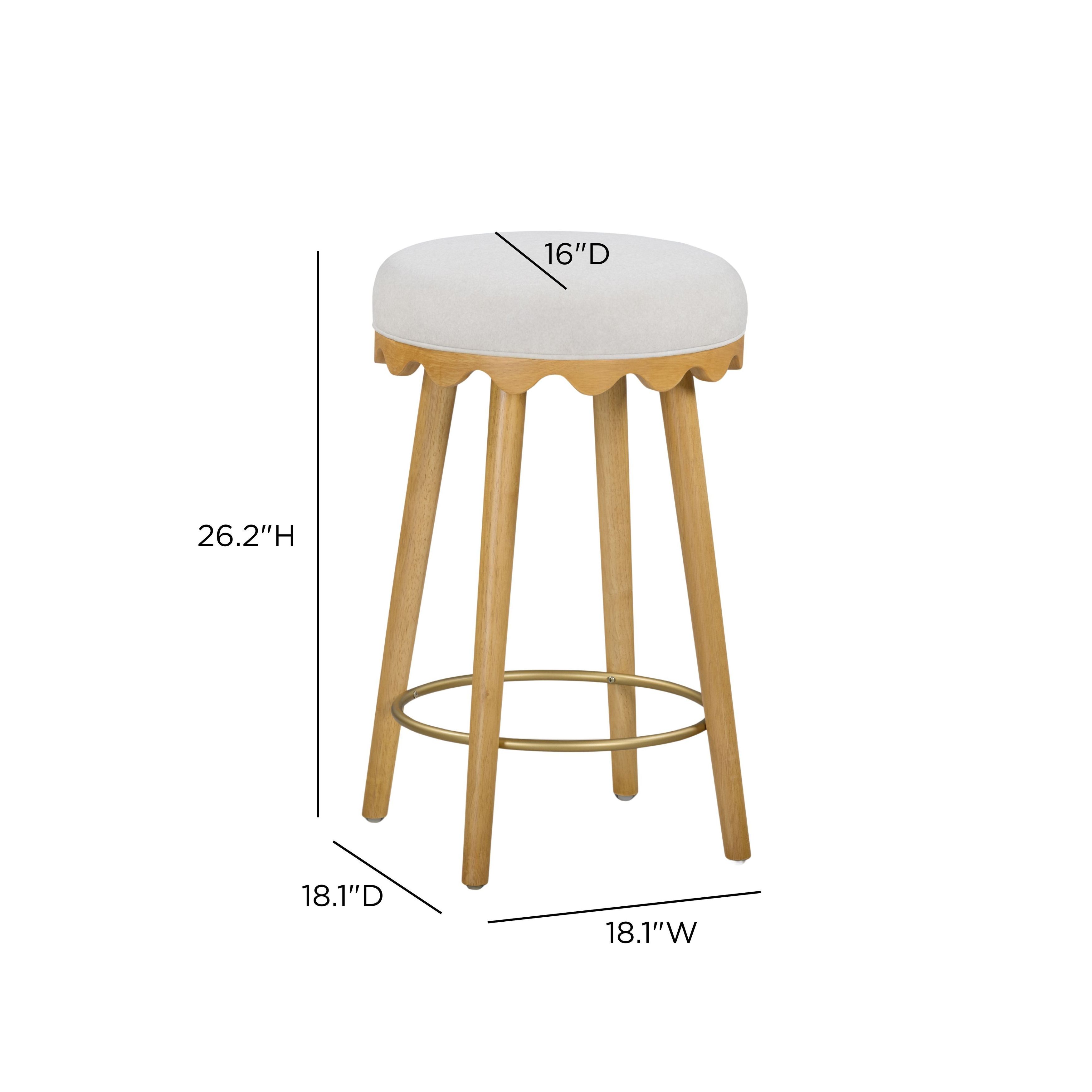 Oodle Cream Performance Vegan Mohair Upholstered Counter Height Stool