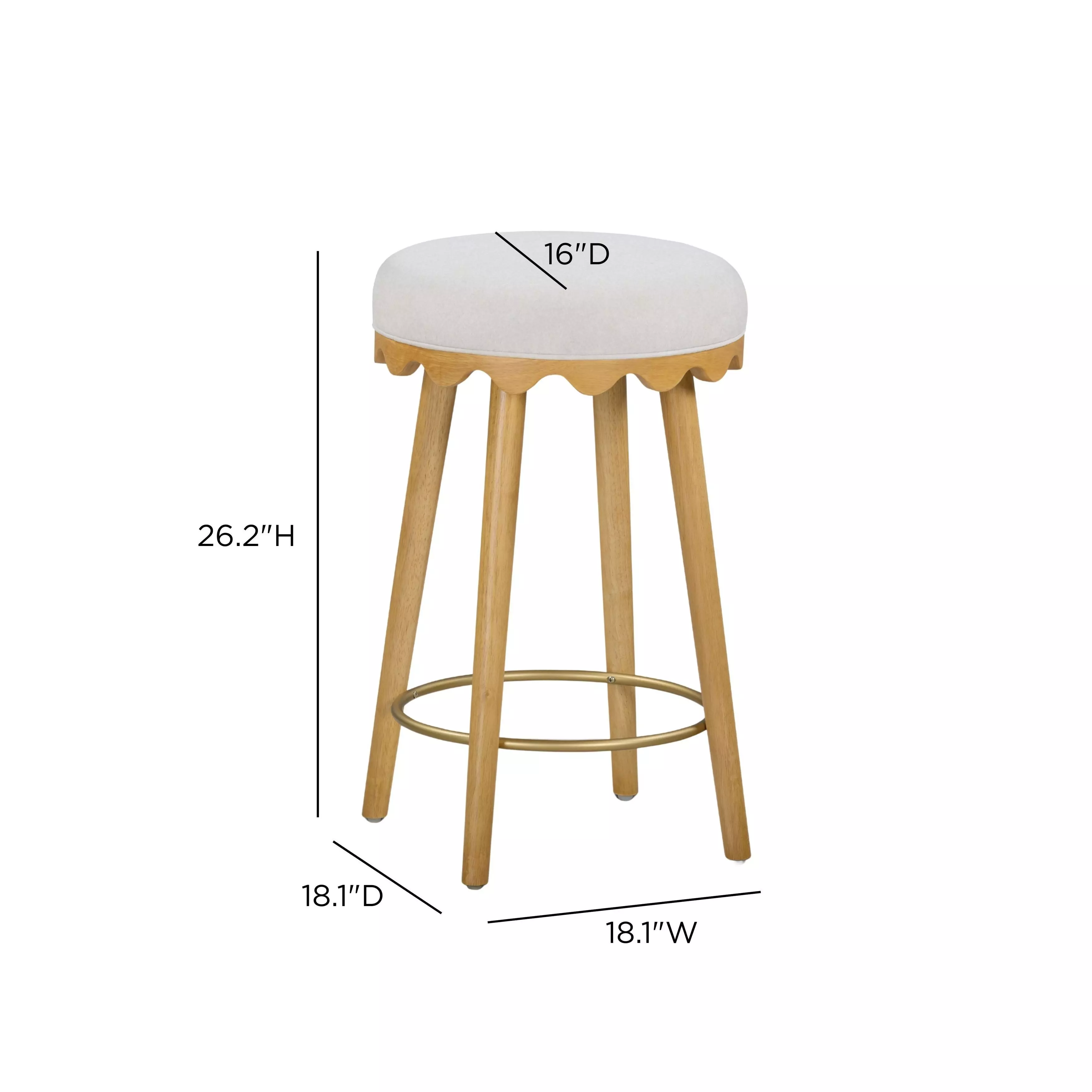 Oodle Cream Performance Vegan Mohair Upholstered Counter Height Stool