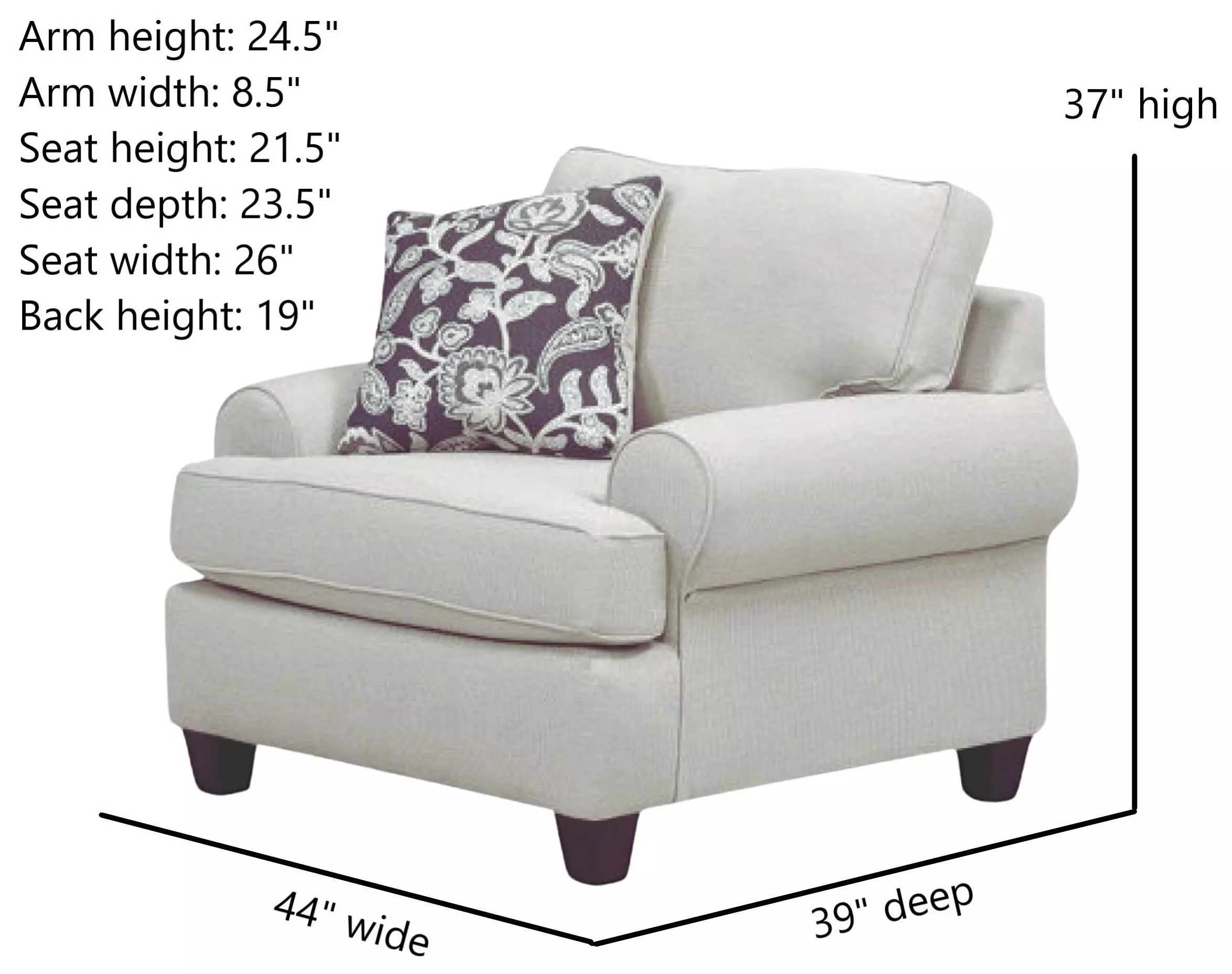 Awesome Oatmeal Beige Performance Fabric Upholstered Accent Chair with Pillow