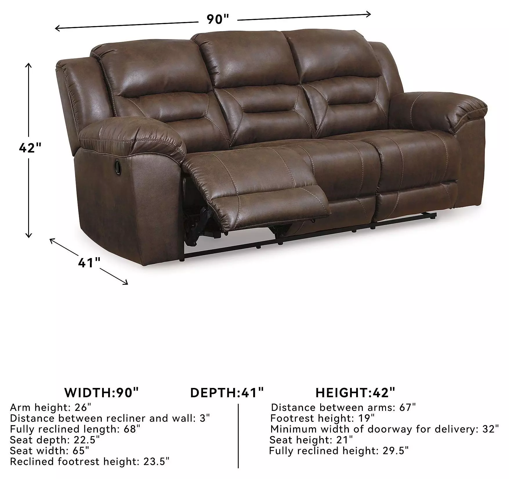Stoneland Chocolate 90" Reclining Sofa