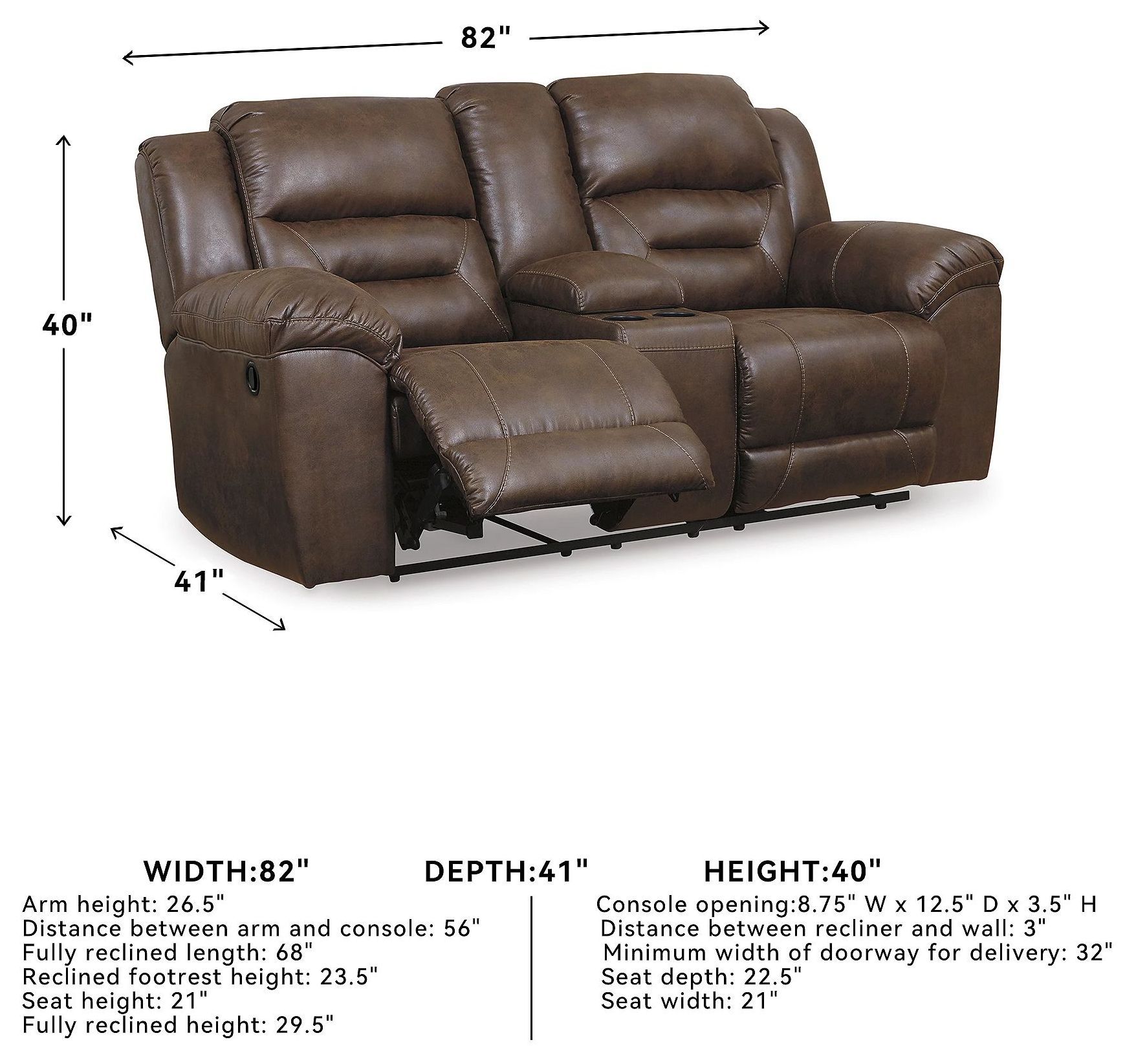 Stoneland Chocolate Reclining Console Loveseat