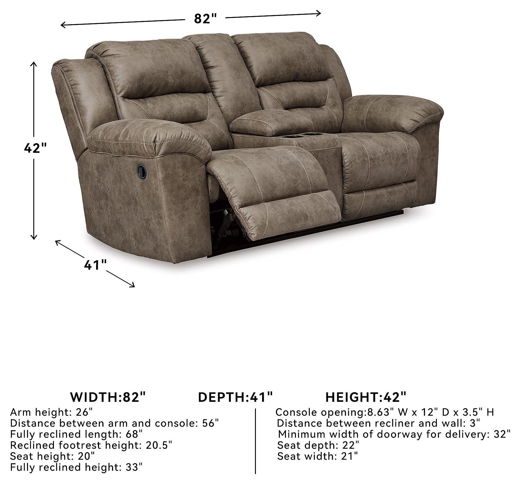 Stoneland Fossil Reclining Console Loveseat