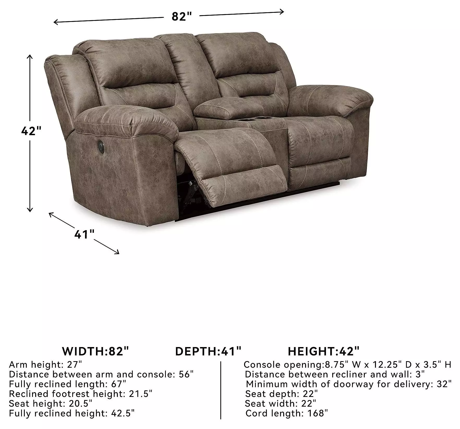 Stoneland Fossil 82" Power Reclining Console Loveseat