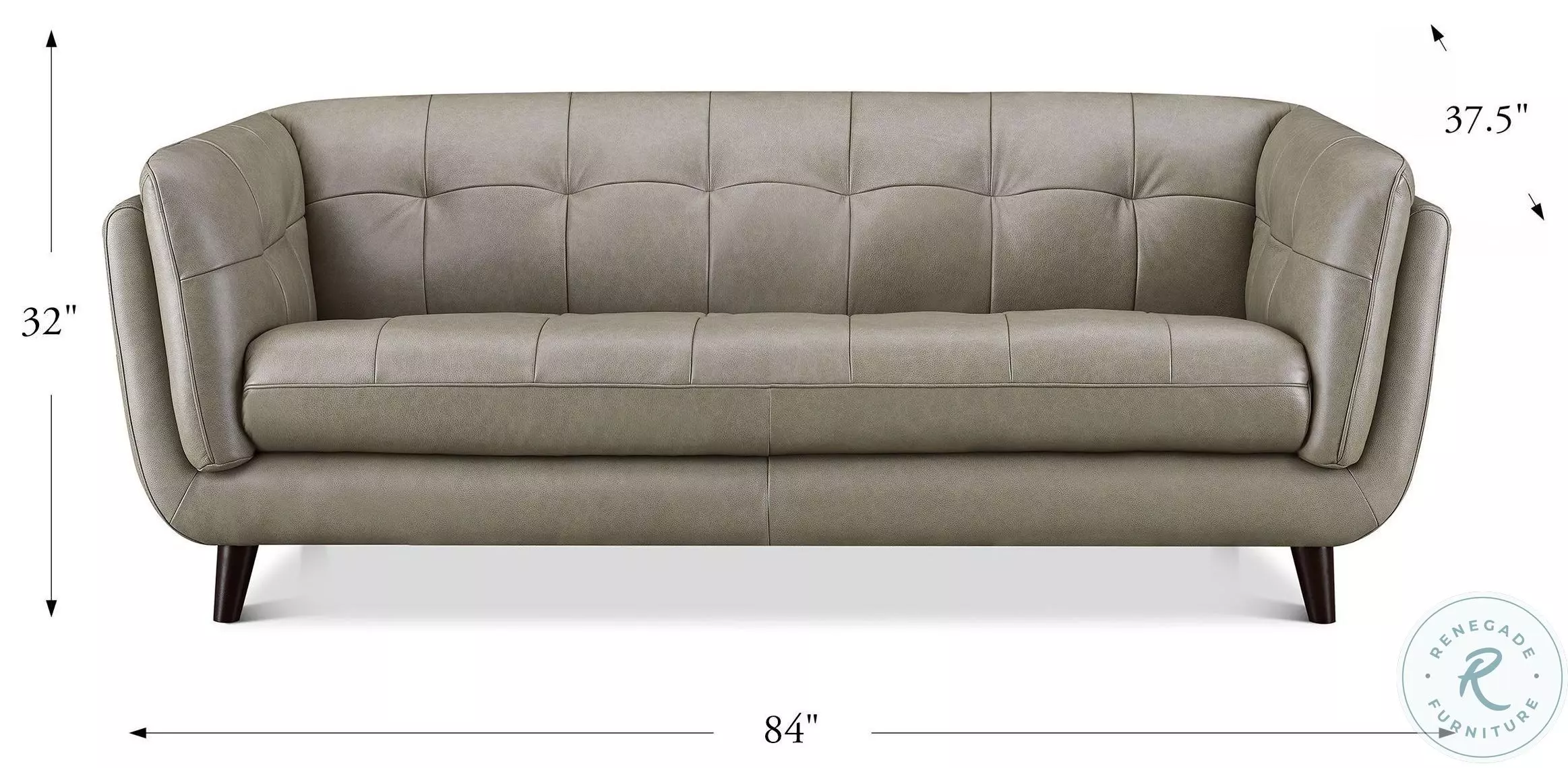 Sorella Chico Slate Top Grain Leather Sofa