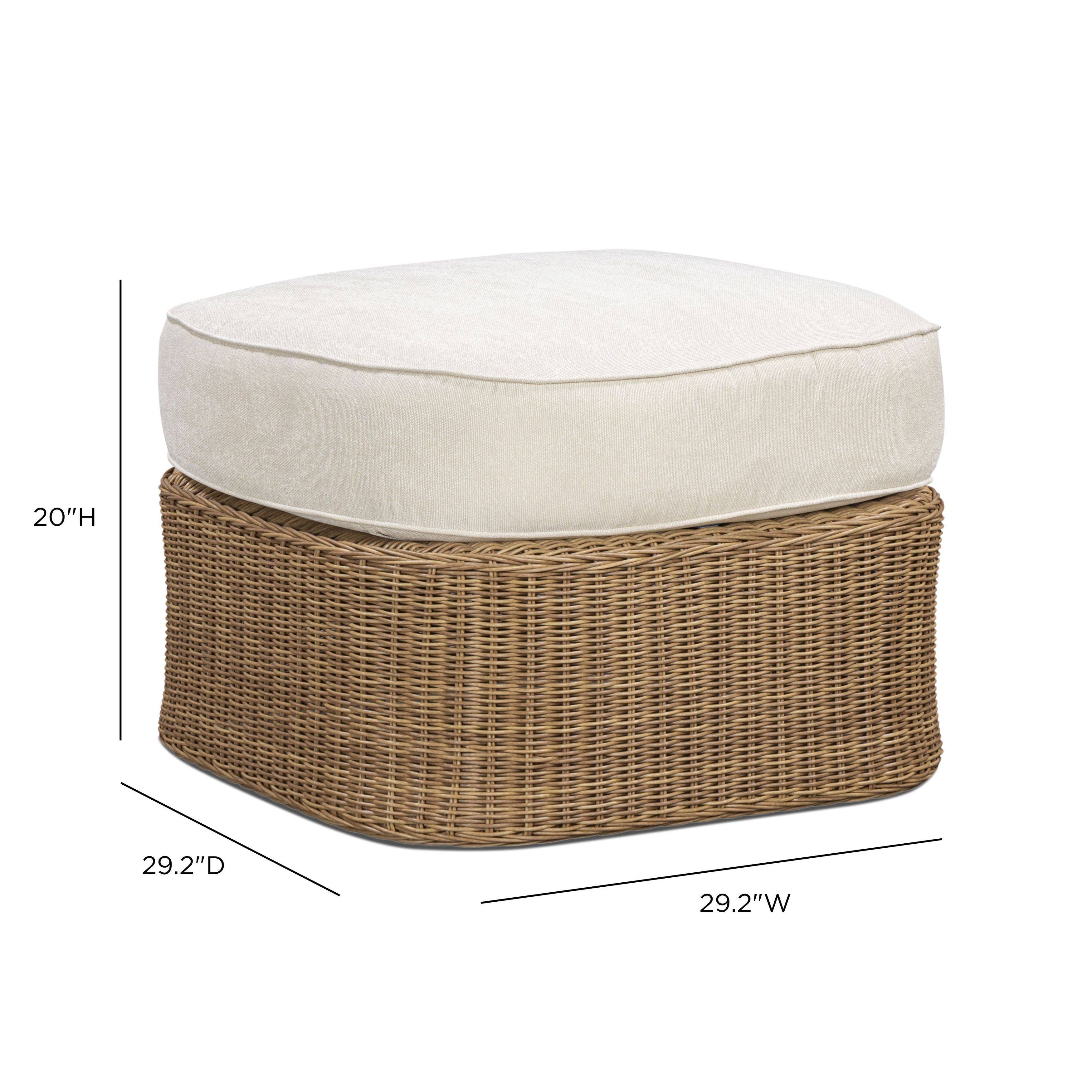 Axel Cream Performance Fabric Upholstered Outdoor Square Ottoman
