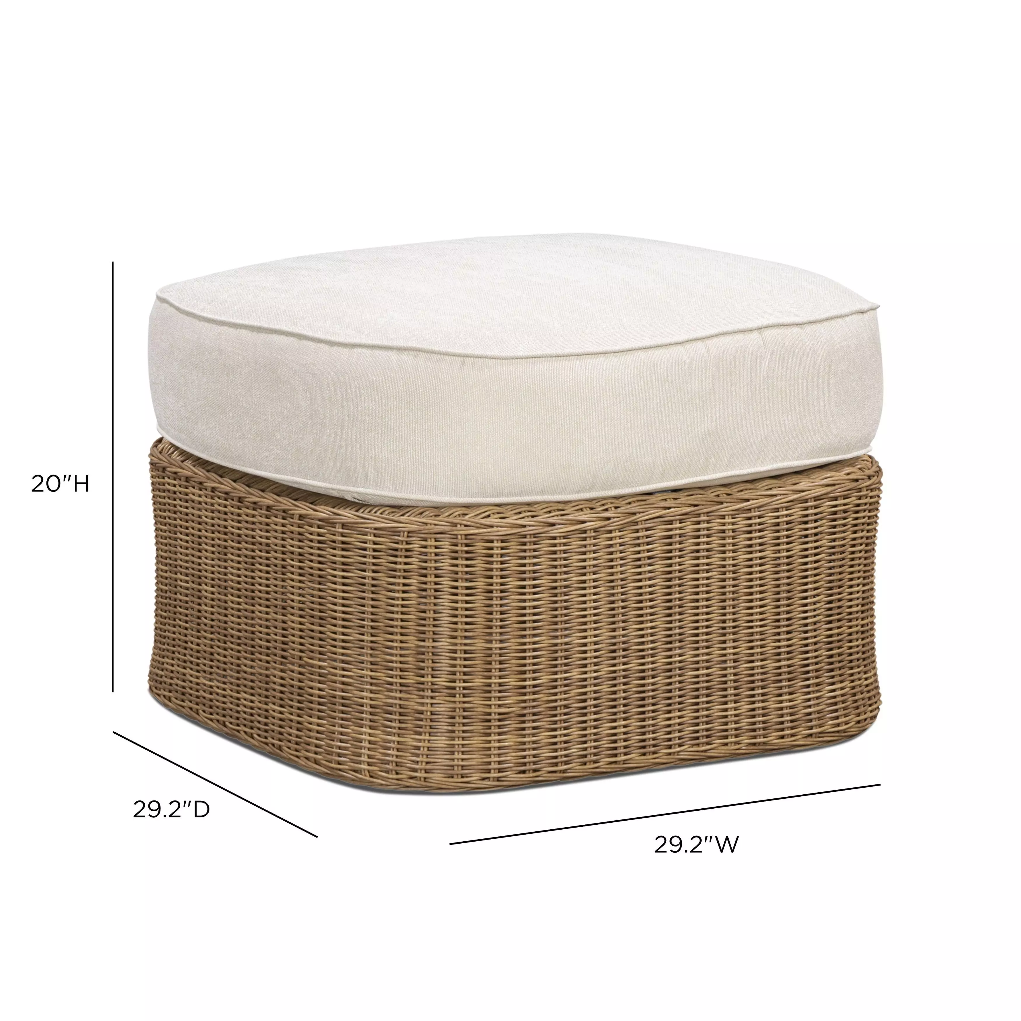 Axel Cream Performance Fabric Upholstered Outdoor Square Ottoman