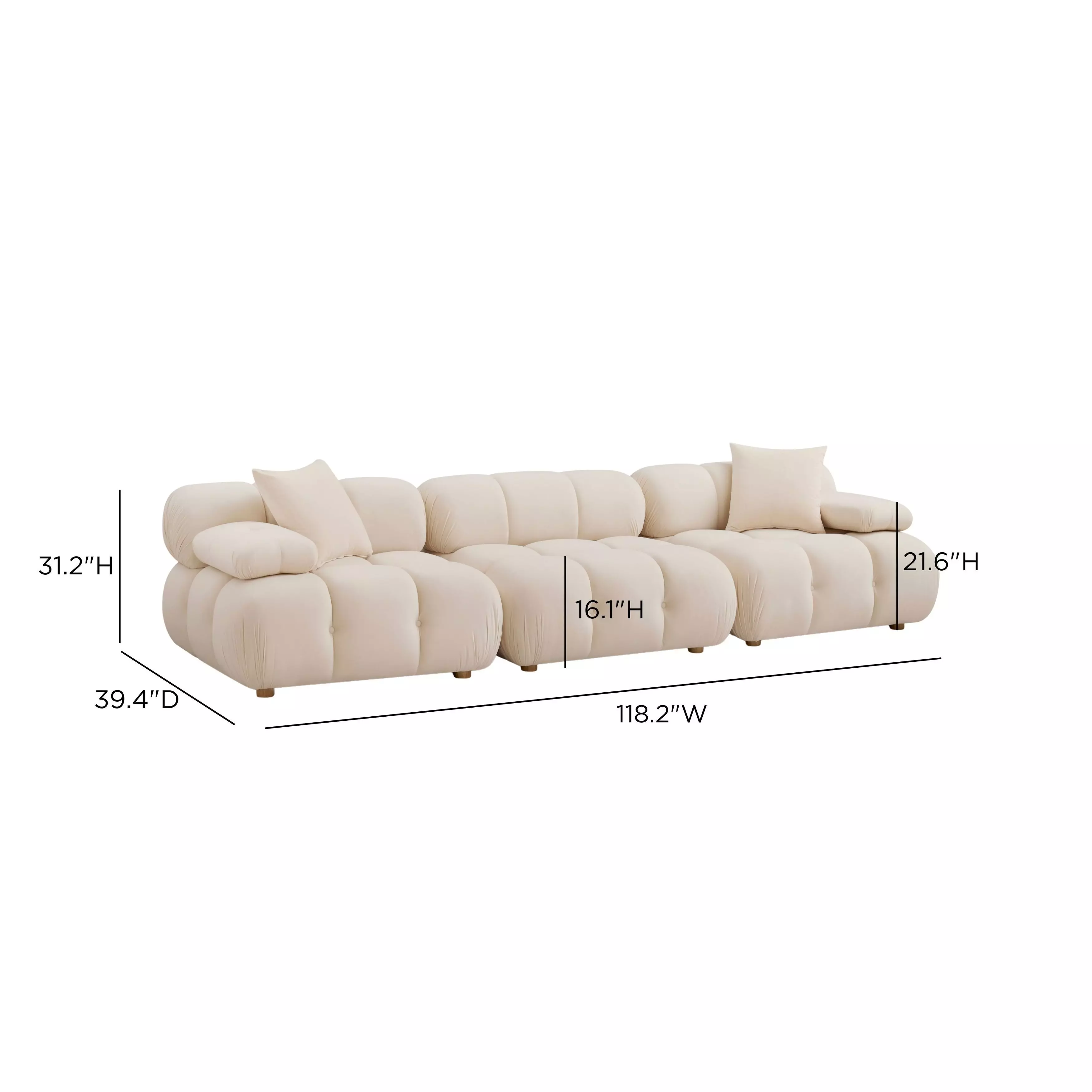 Calliope Off White Performance Velvet 118" Modular Sofa