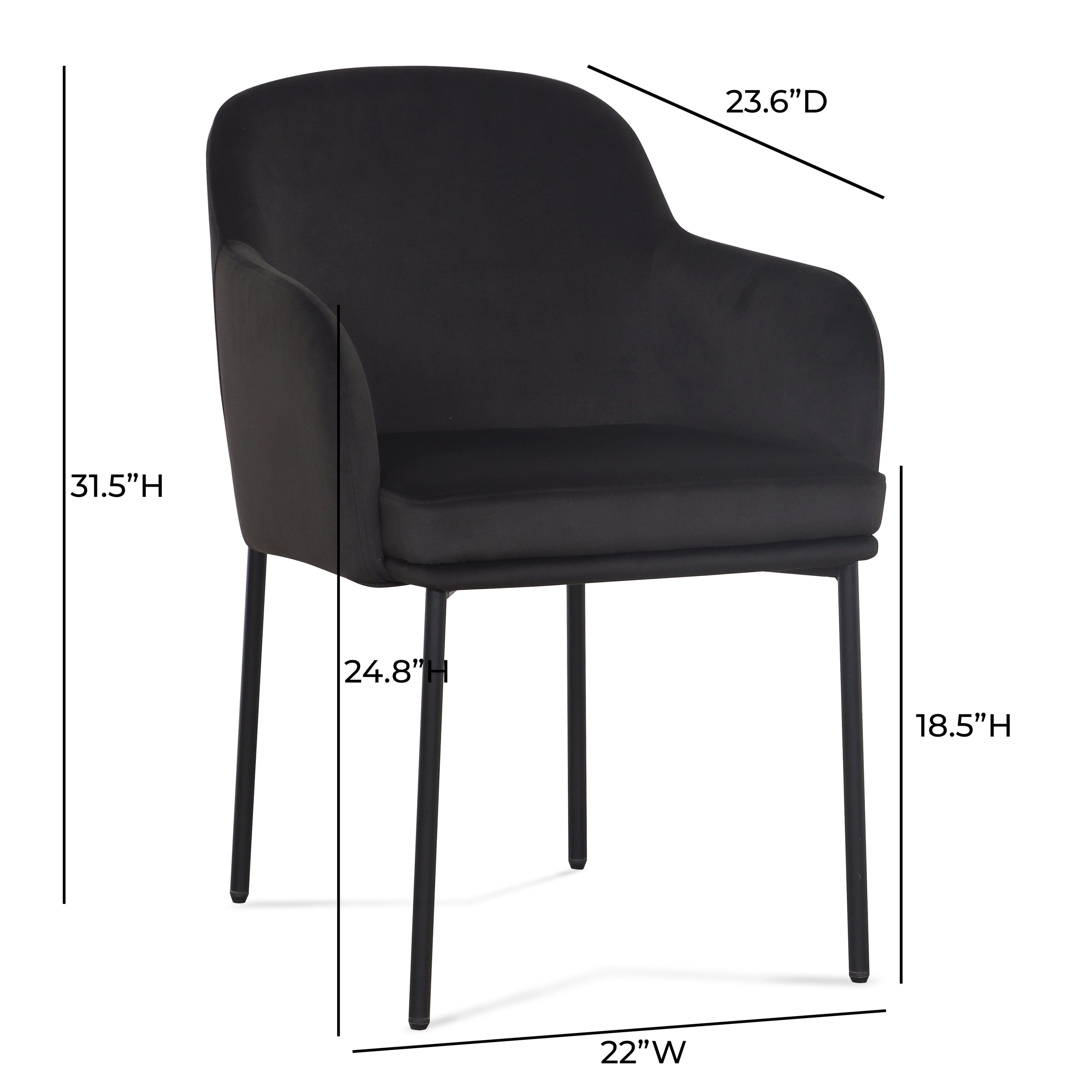 Sydney Black Performance Fabric Upholstered Arm Chair Set of 2