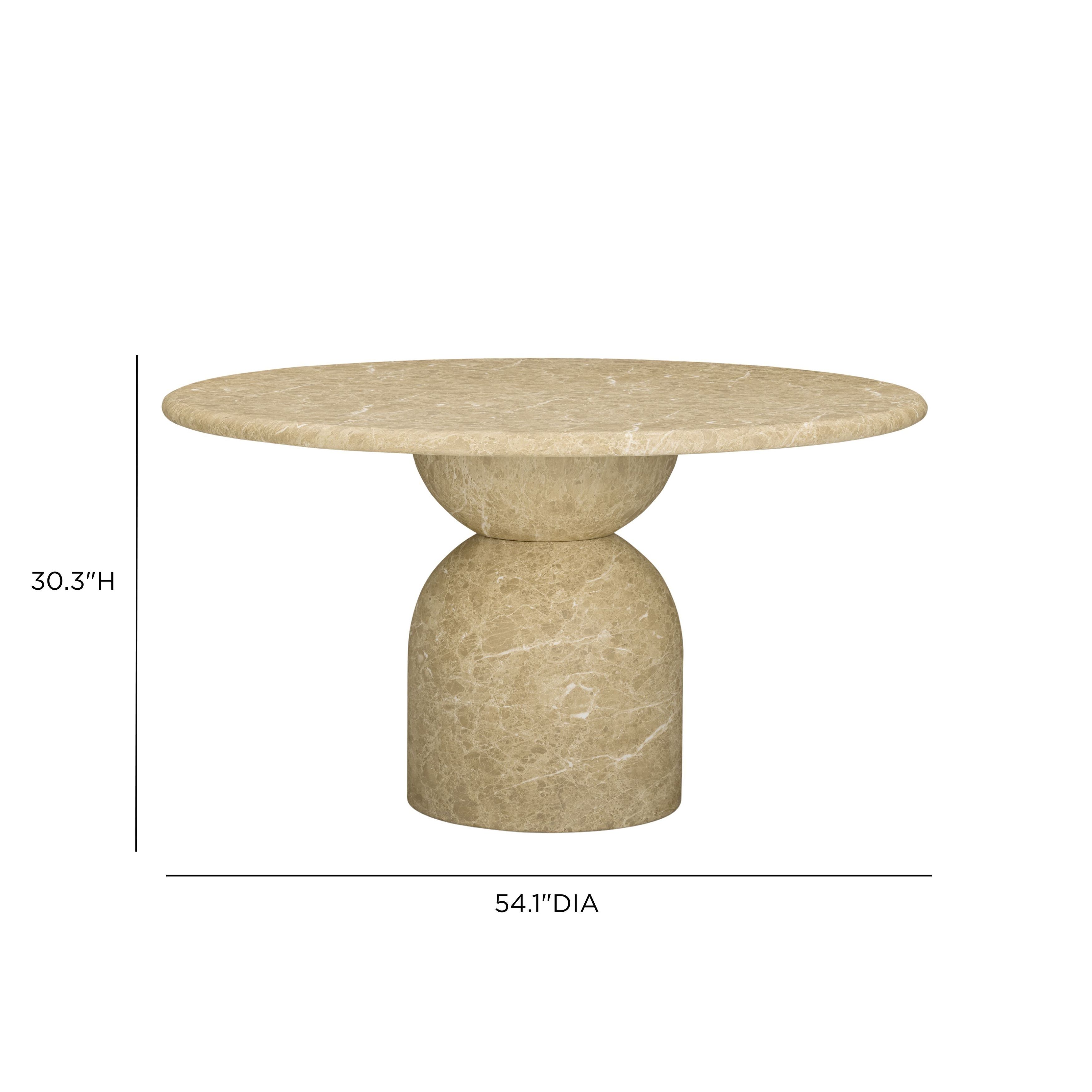 Cynthia Light Emperador and Walnut Outdoor 54" Round Marble Top Dining Table