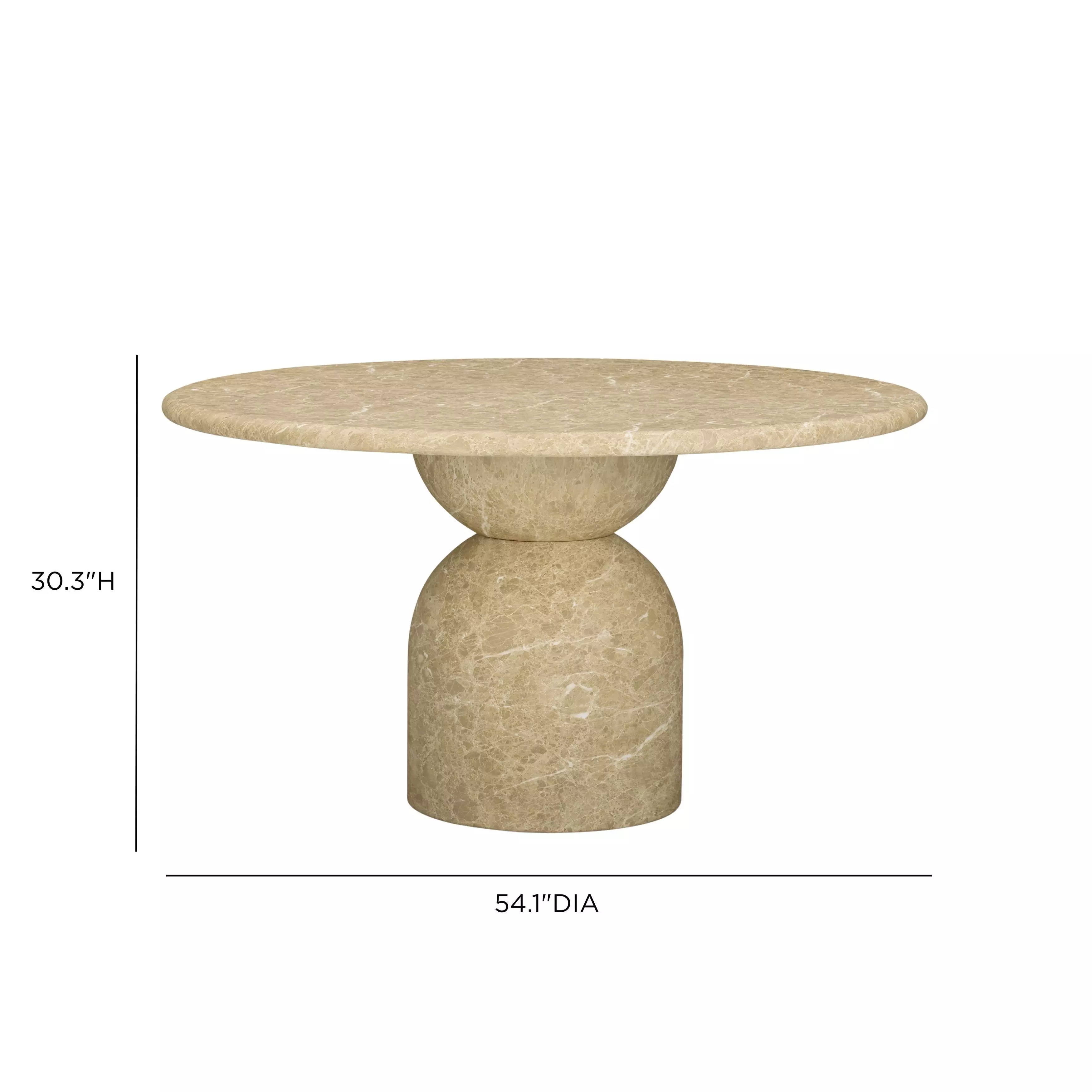 Cynthia Light Emperador and Walnut Outdoor 54" Round Marble Top Dining Table