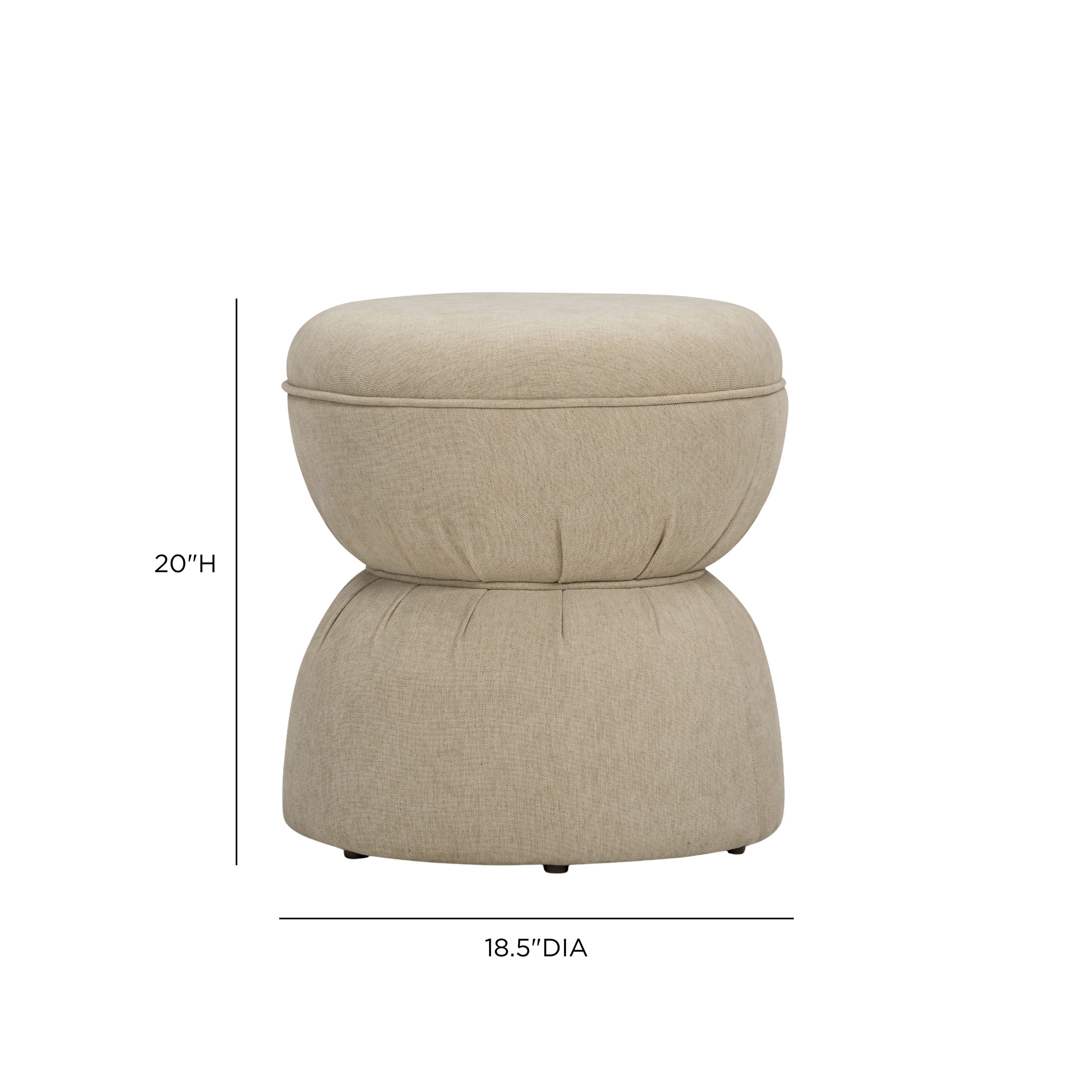 Tomlin Tan Performance Fabric Upholstered Round Ottoman