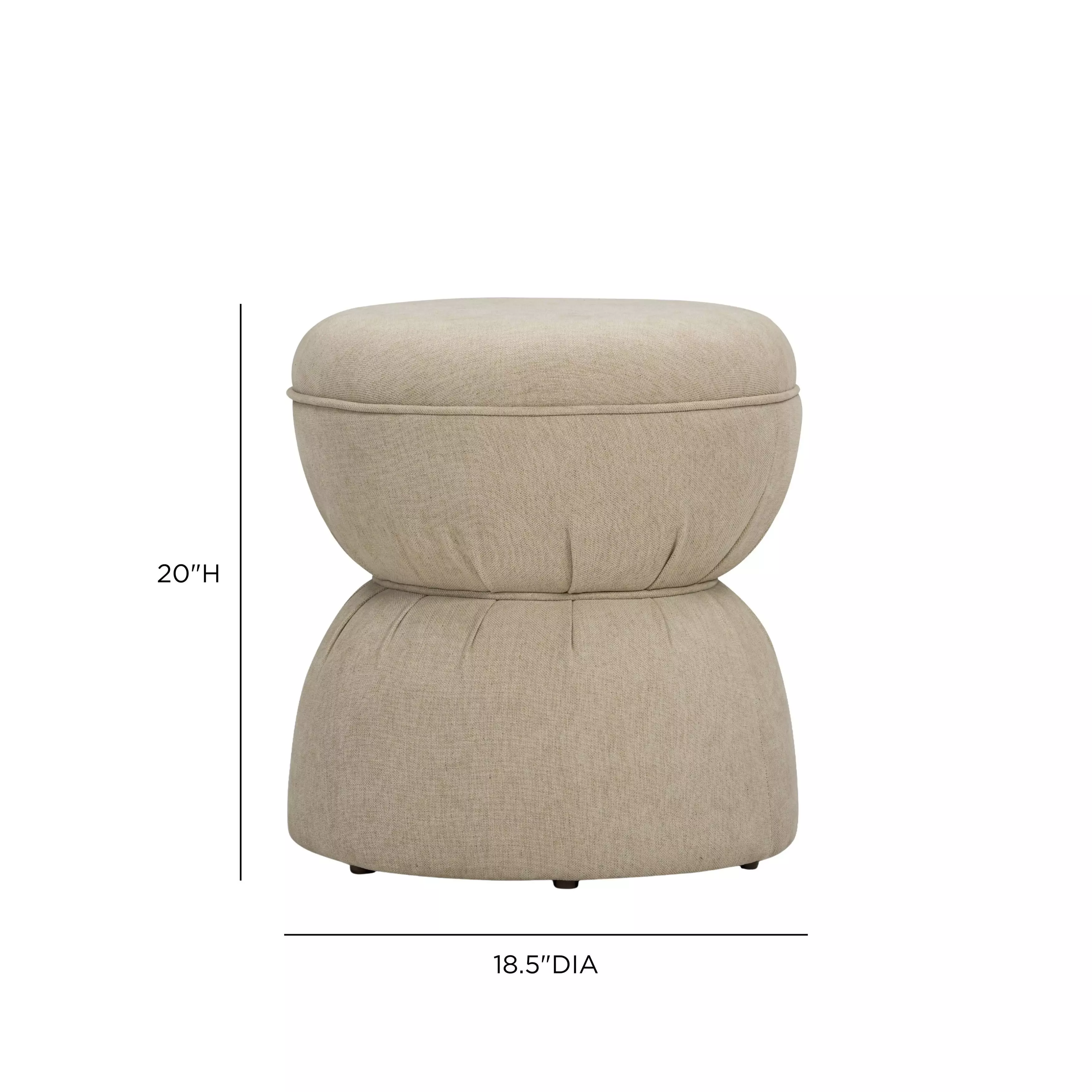 Tomlin Tan Performance Fabric Upholstered Round Ottoman