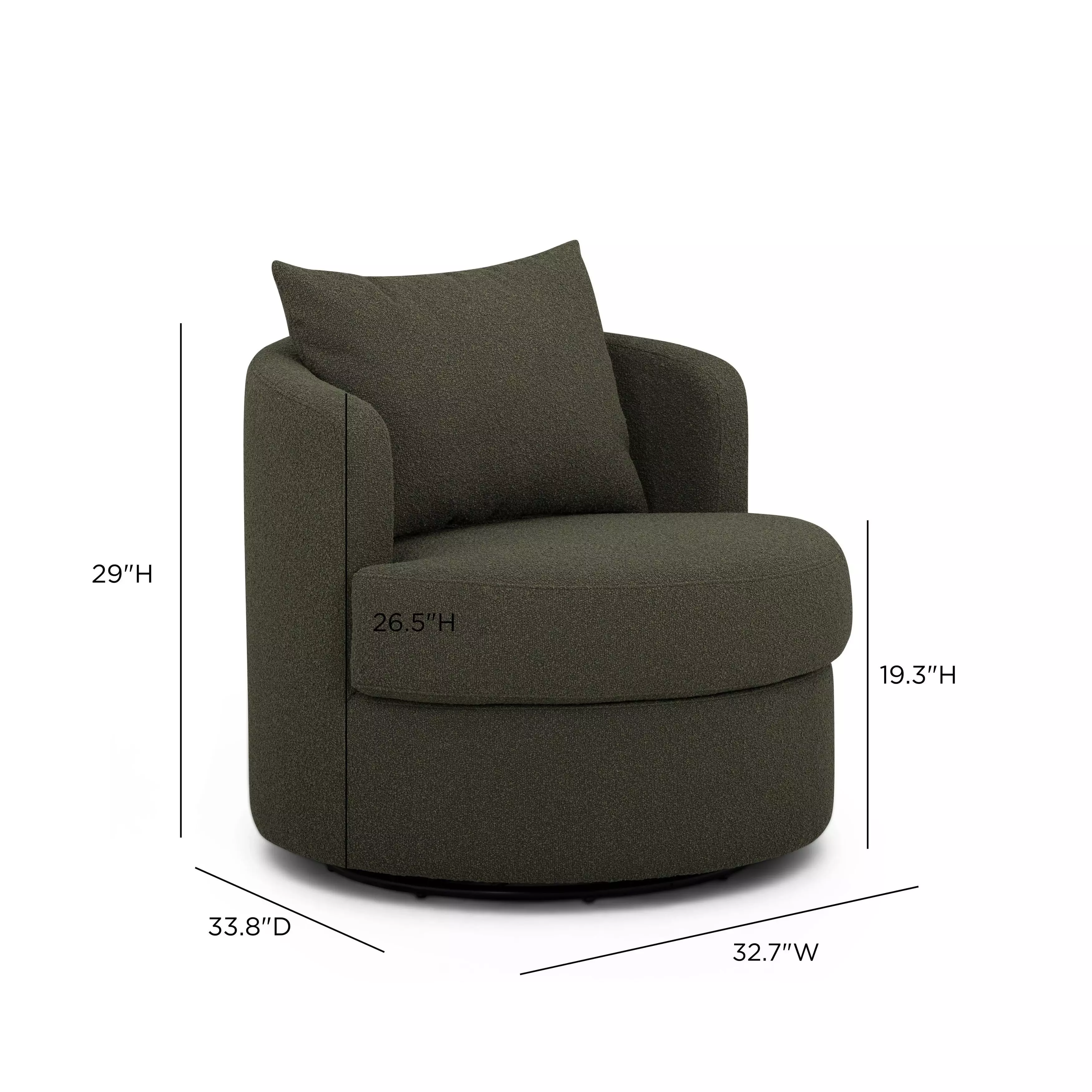 Silvi Kale Green Upholstered Swivel Accent Chair