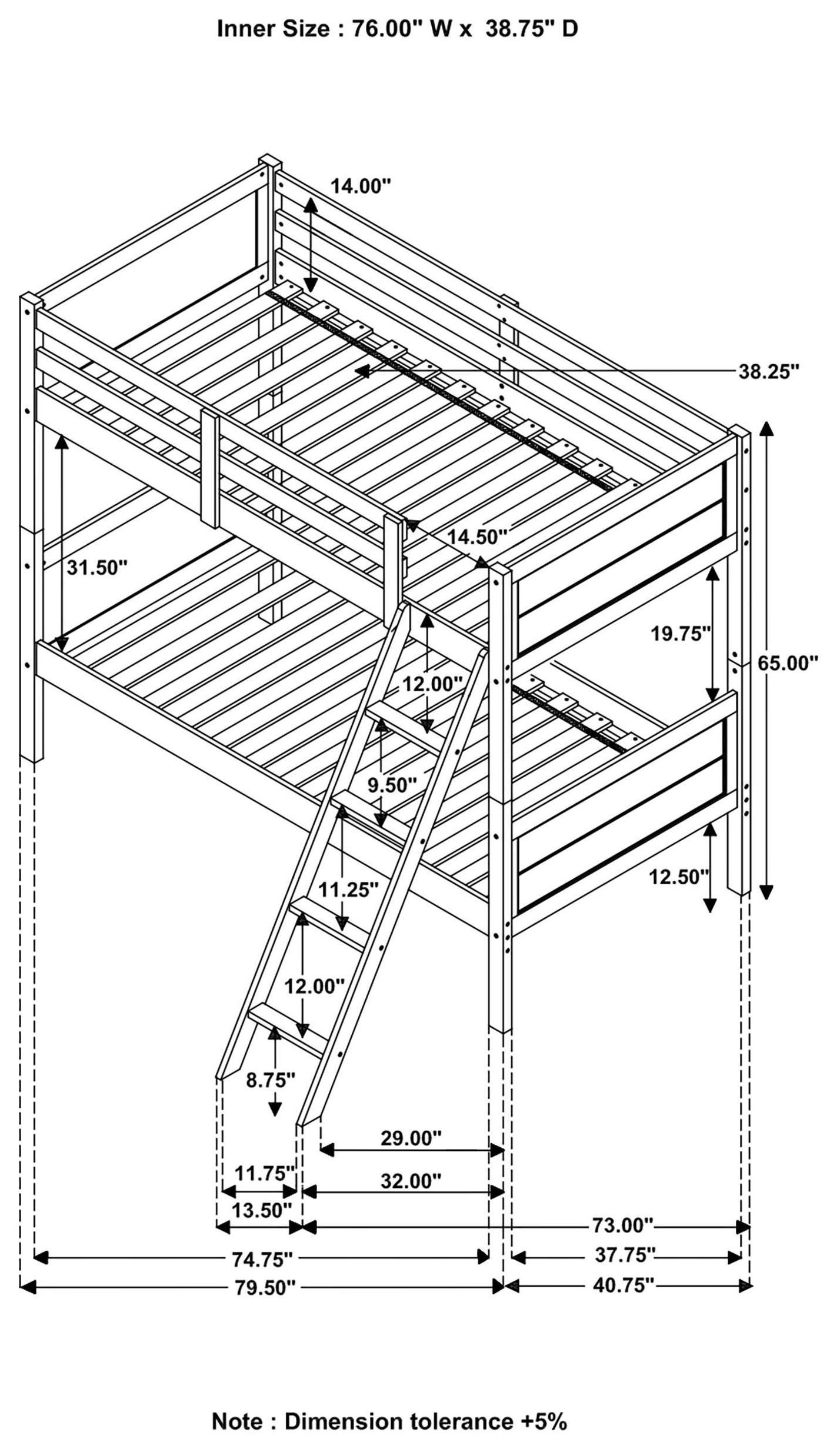 Ryder Weathered Taupe Twin Over Twin Bunk Bed with Matresses