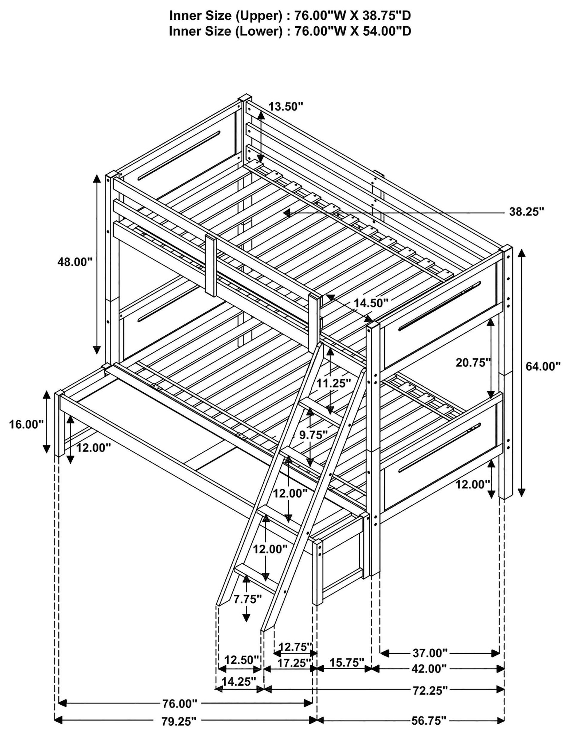 Littleton White Twin Over Full Bunk Bed