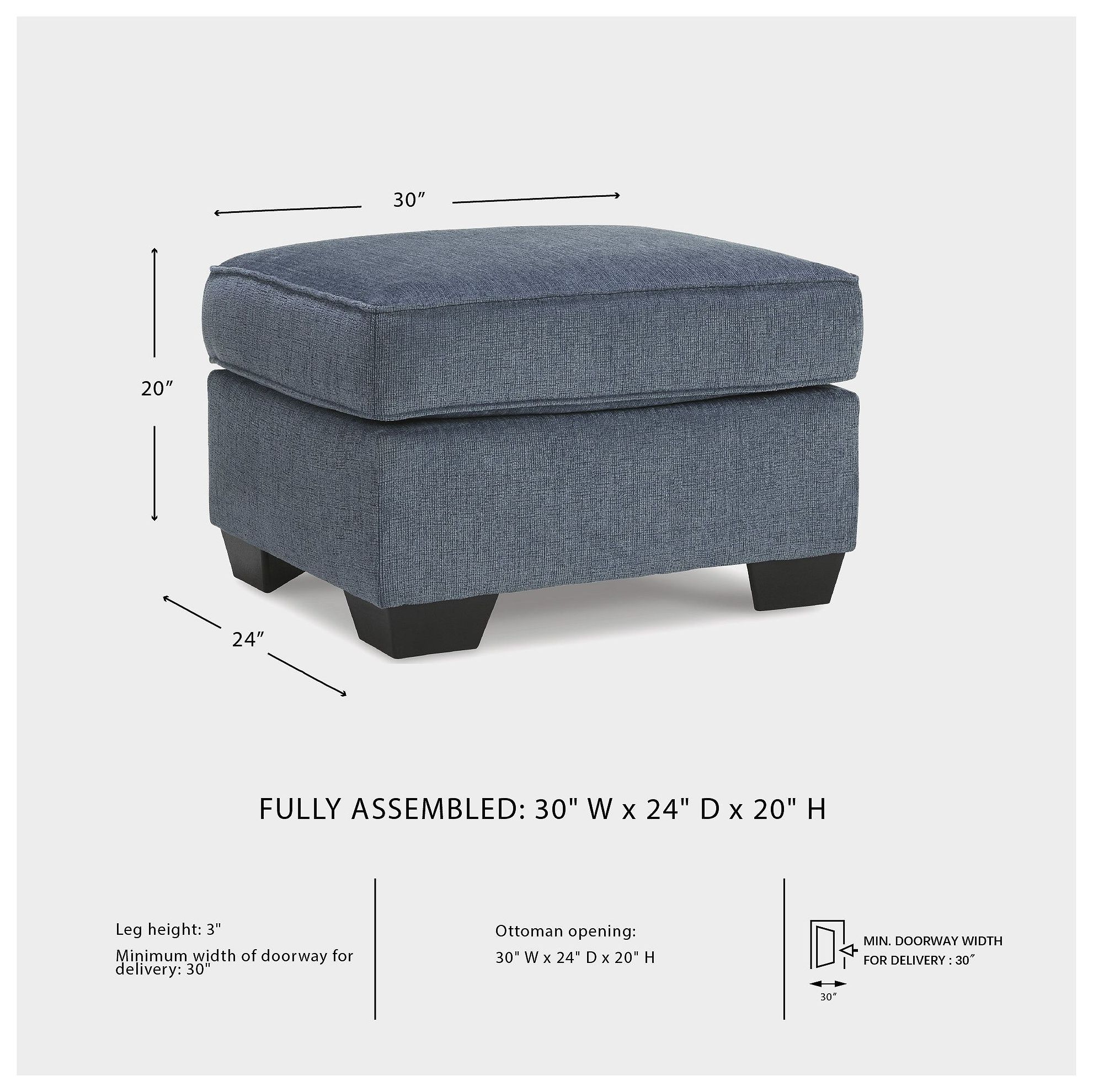 Cashton Blue Ottoman