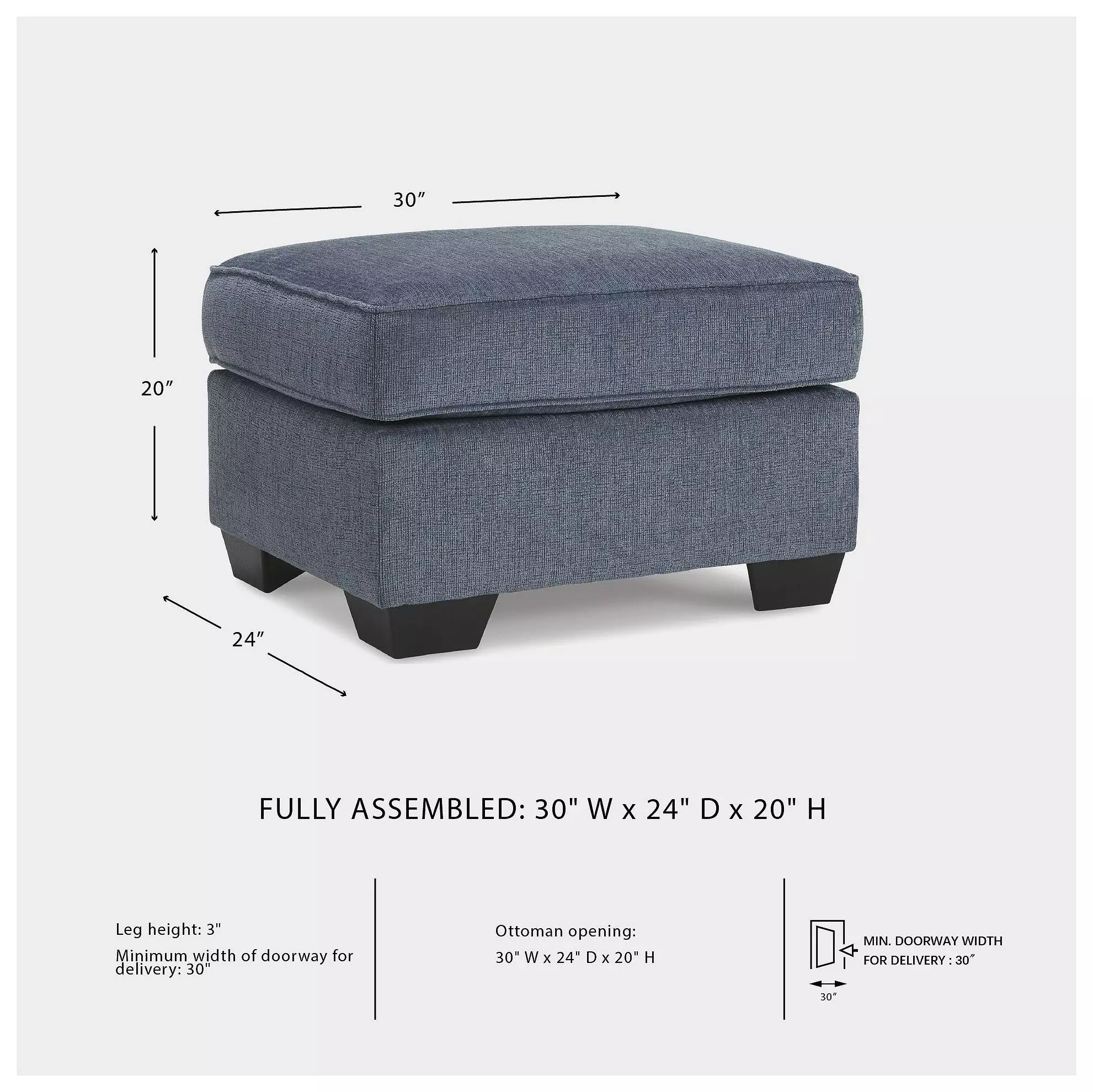 Cashton Blue Ottoman