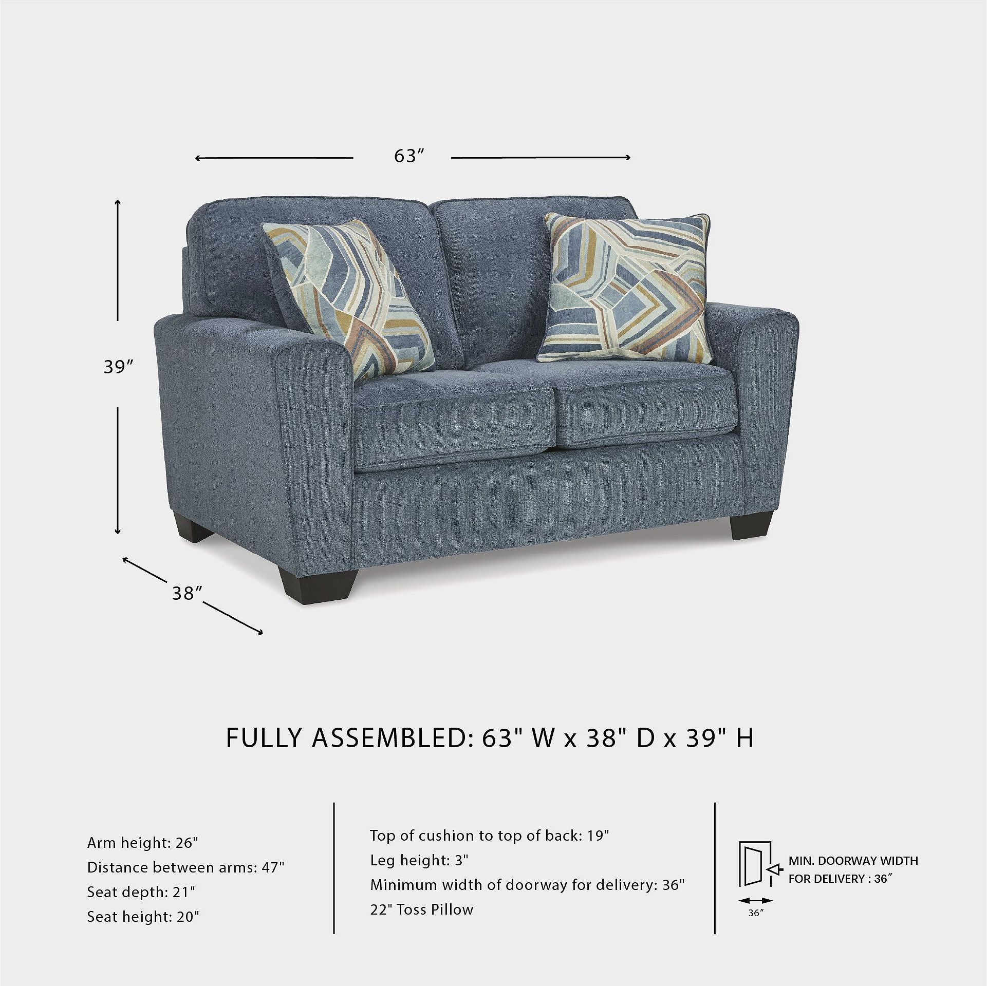 Cashton Blue Loveseat
