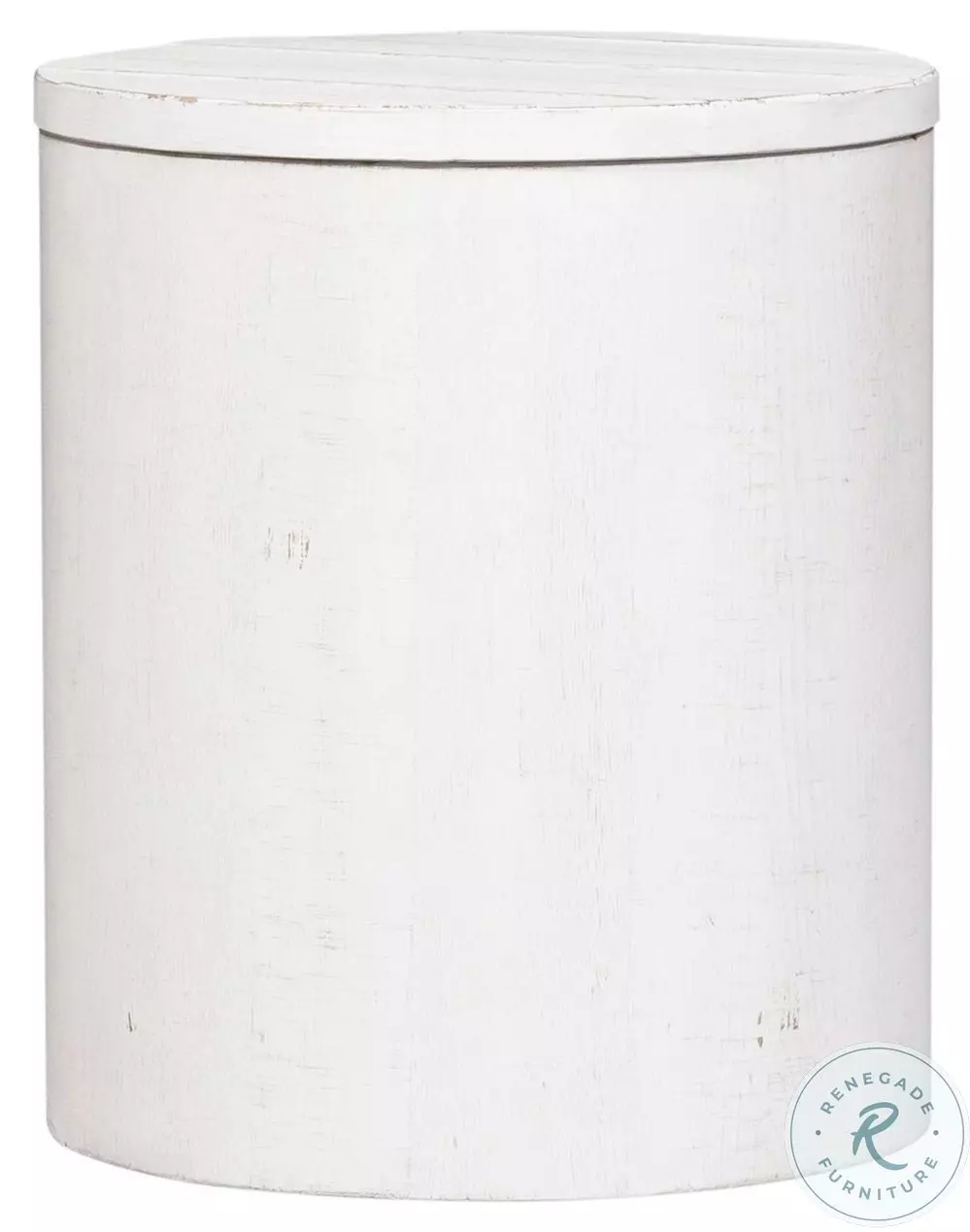 Modern Farmhouse Heavy Distressing White Drum End Table from Liberty ...