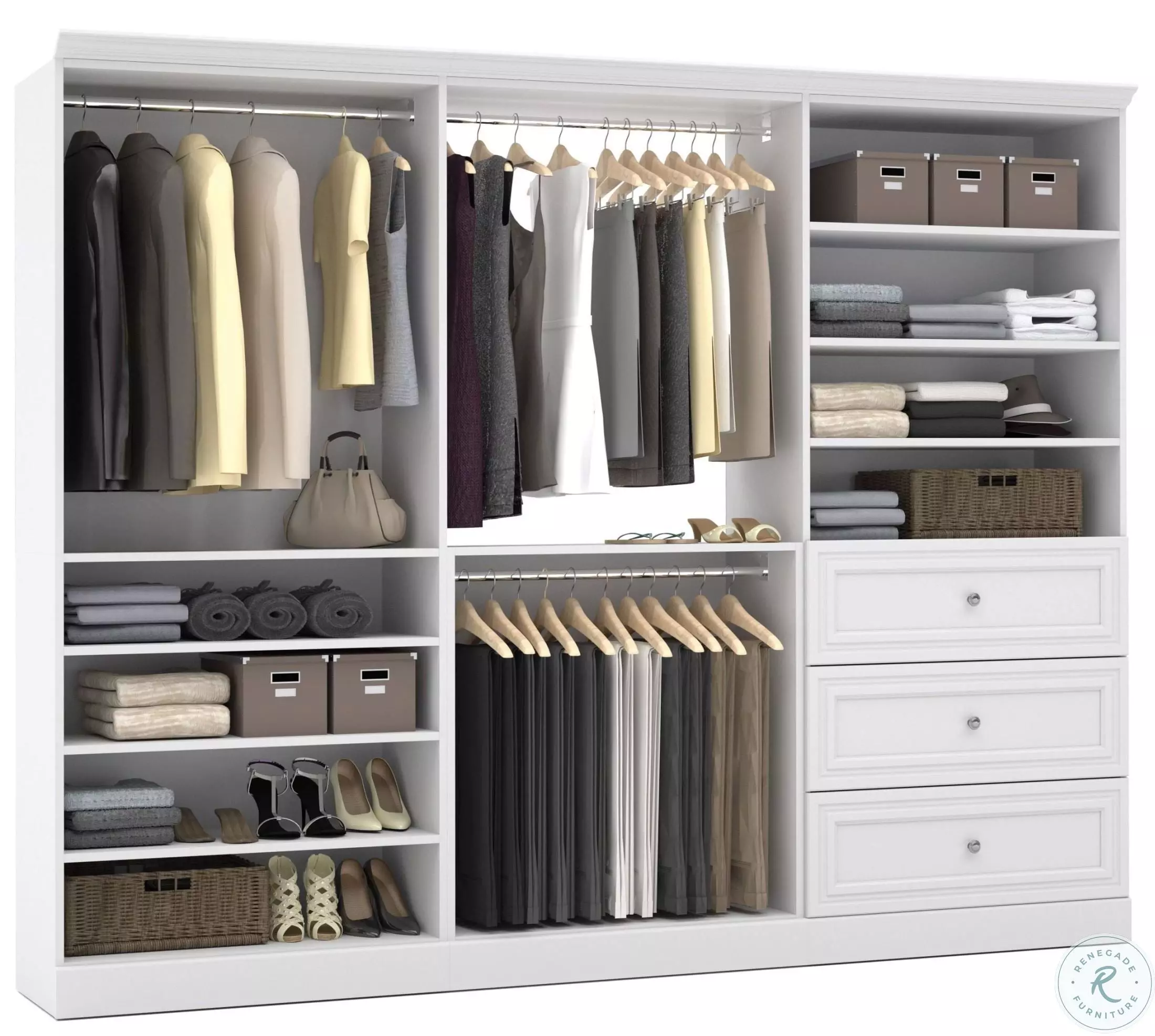 Boistore Versatile White 108'' Storage Wardrobe from Bestar (40852-17