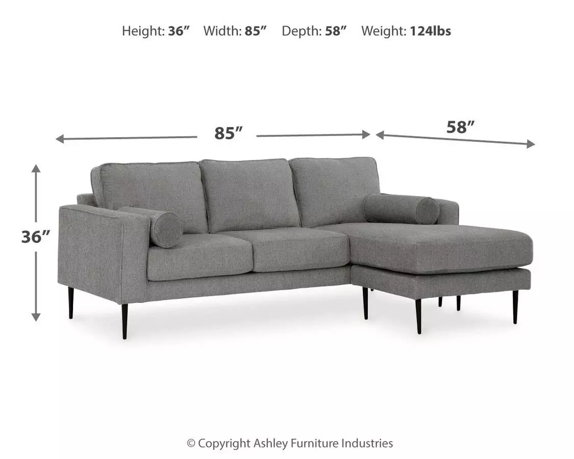 Hazela Charcoal 85" Sofa with Chaise