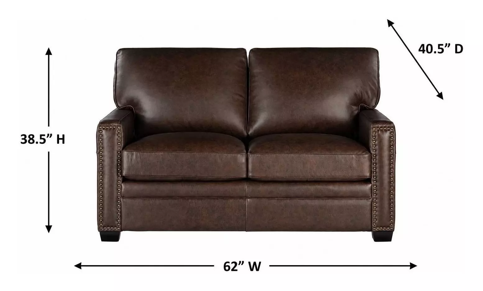 Dawson Brown Chestnut 62" Loveseat with Nailhead Trim
