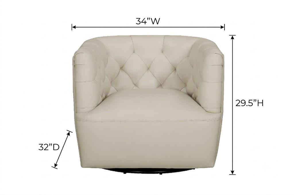 Mira Taupe Leather Upholstered Swivel Accent Chair