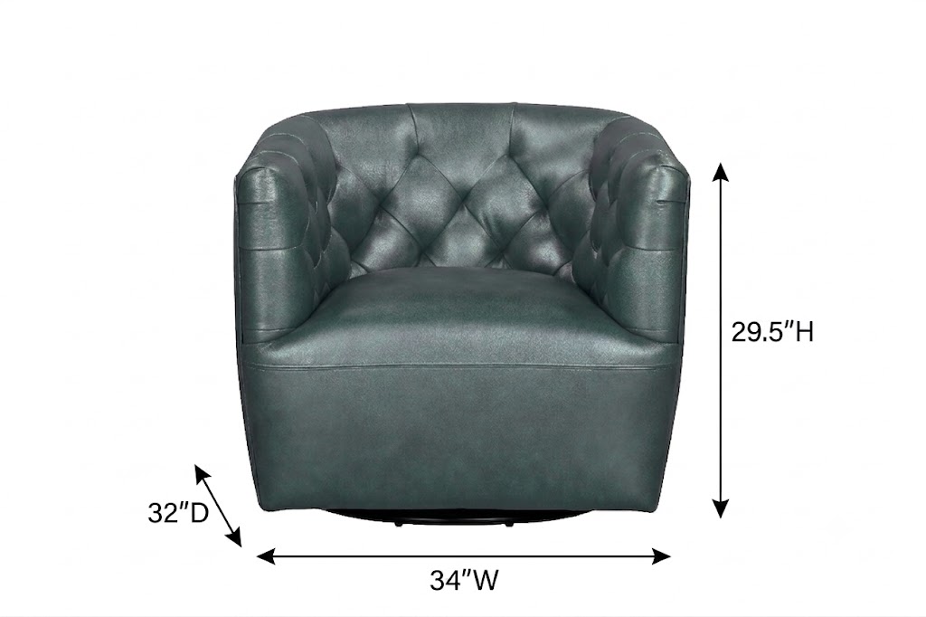 Mira Forest Green Leather Upholstered Swivel Accent Chair