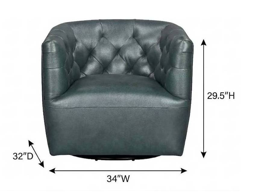 Mira Forest Green Leather Upholstered Swivel Accent Chair