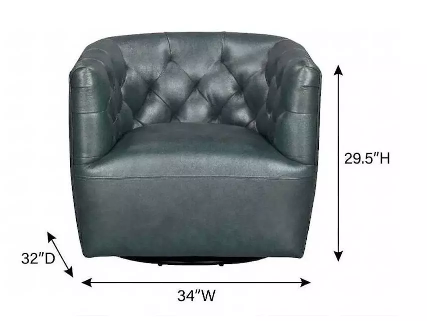 Mira Forest Green Leather Upholstered Swivel Accent Chair