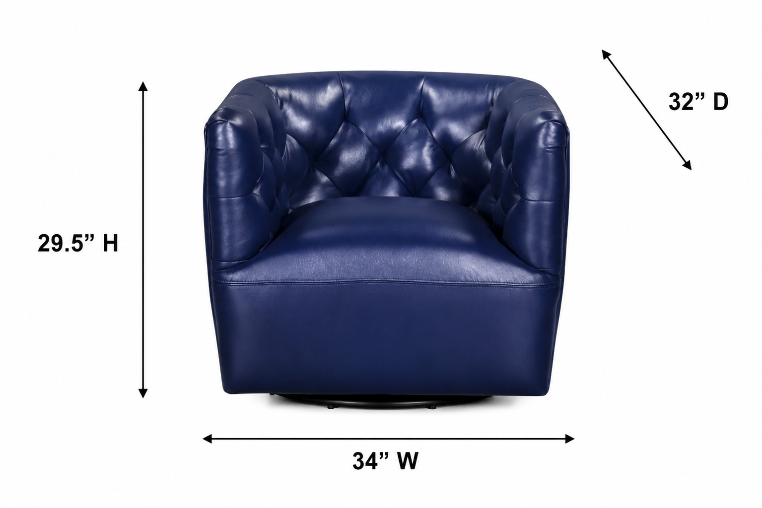 Mira Blue Leather Upholstered Swivel Accent Chair