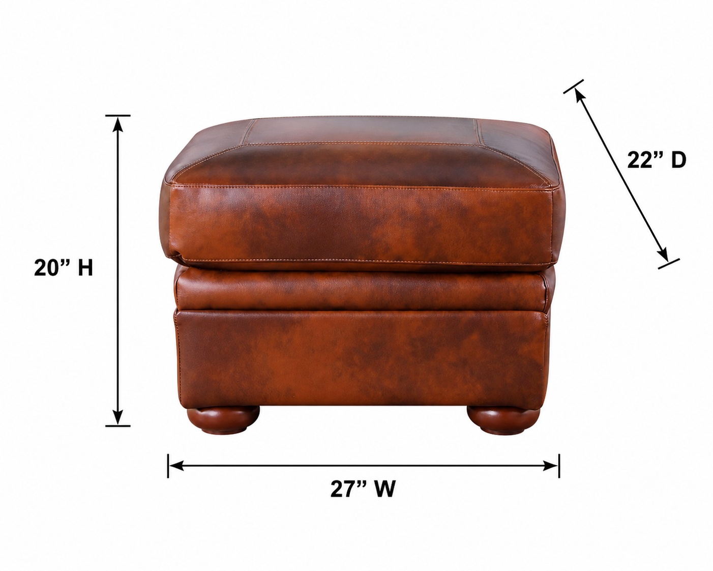 Arizona Marco Leather Upholstered Rectangular Ottoman
