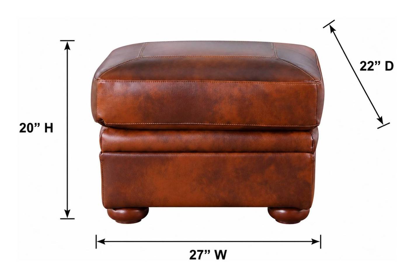 Ardentia Marco Leather Upholstered Rectangular Ottoman