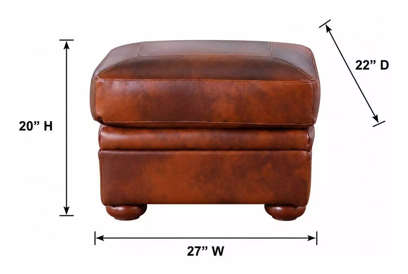 Ardentia Marco Leather Upholstered Rectangular Ottoman