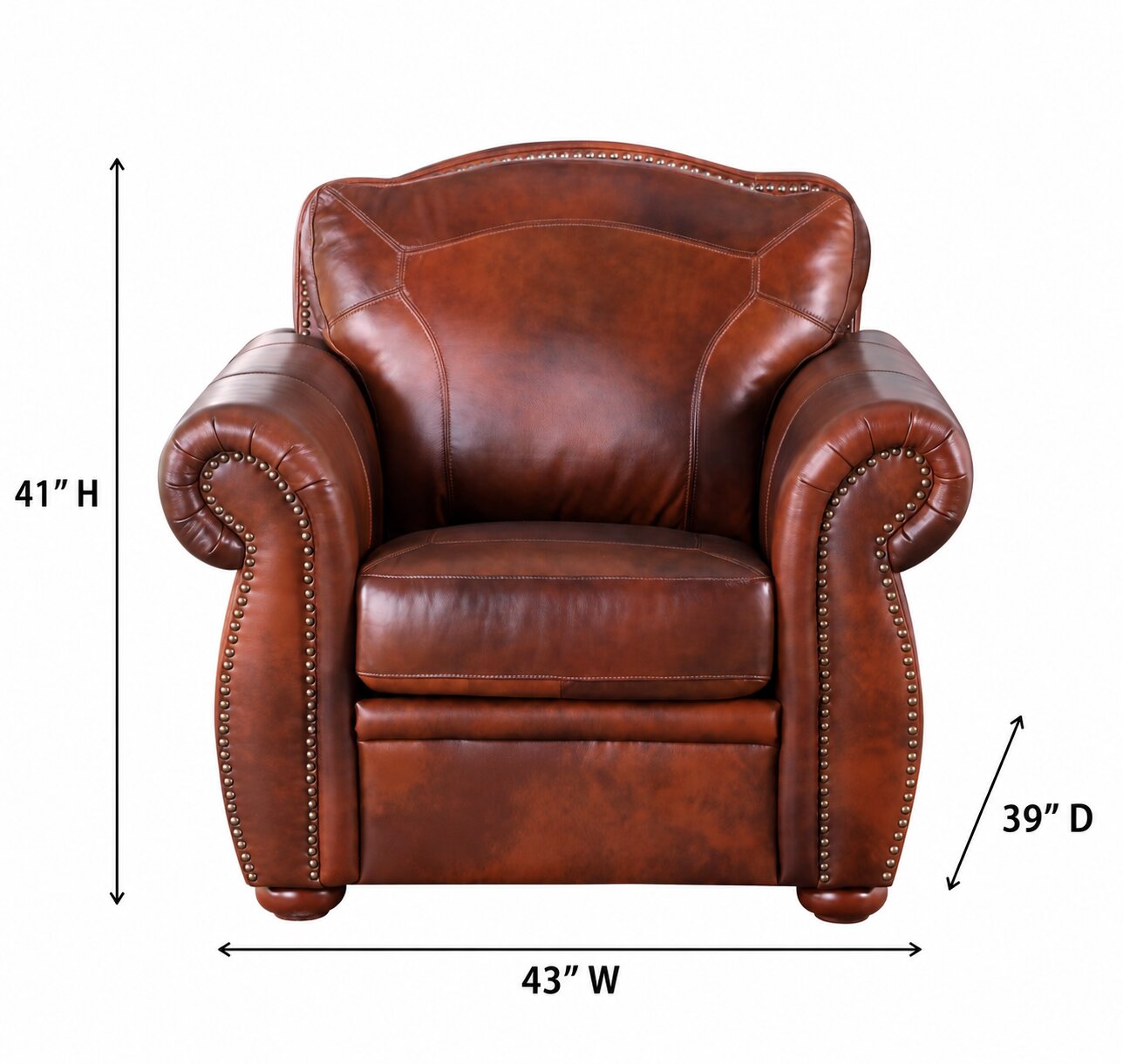 Arizona Marco Leather Upholstered Accent Chair with Nailhead Trim