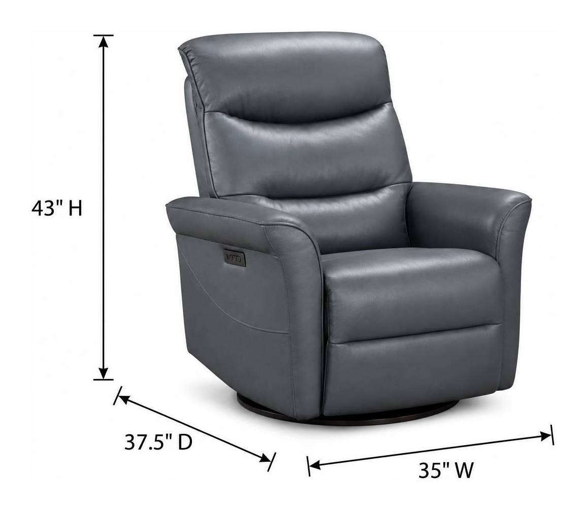Hollister Blue Leather Swivel Glider Power Recliner with Power Headrest and USB Charging