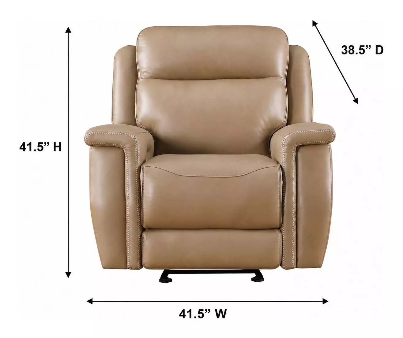 Fischer Saddle Leather Glider Power Recliner with Power Headrest and USB Charging