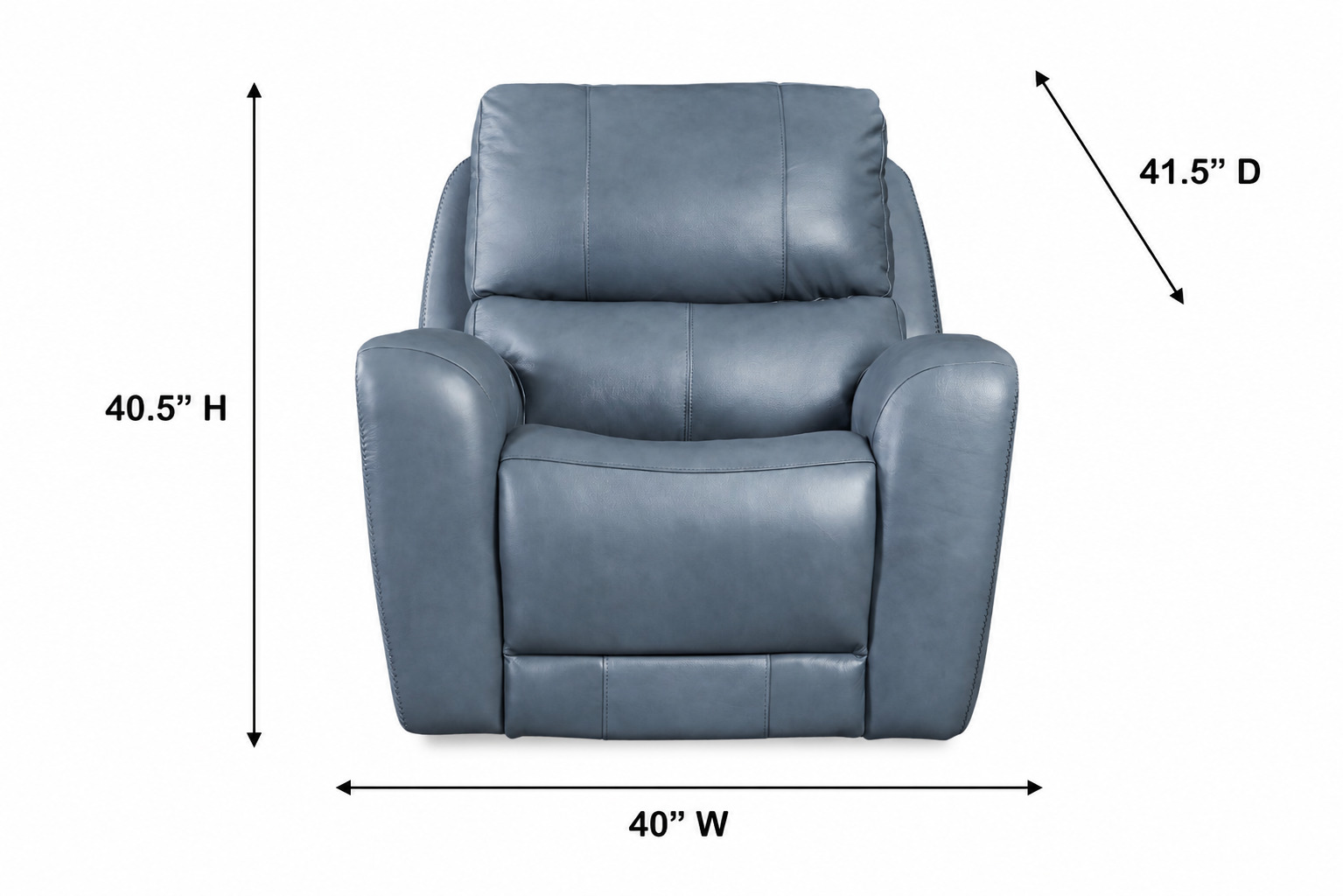 Bel Air Persian Blue Leather Glider Power Recliner with Power Headrest and USB Charging