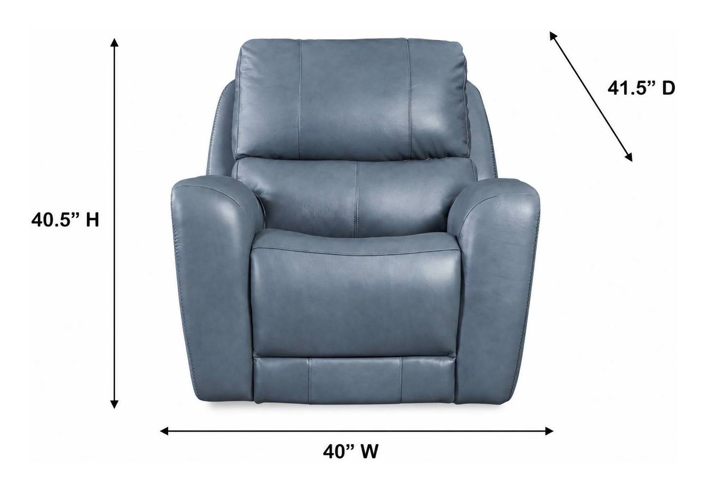 BelleAvenue Persian Blue Leather Glider Power Recliner with Power Headrest and USB Charging