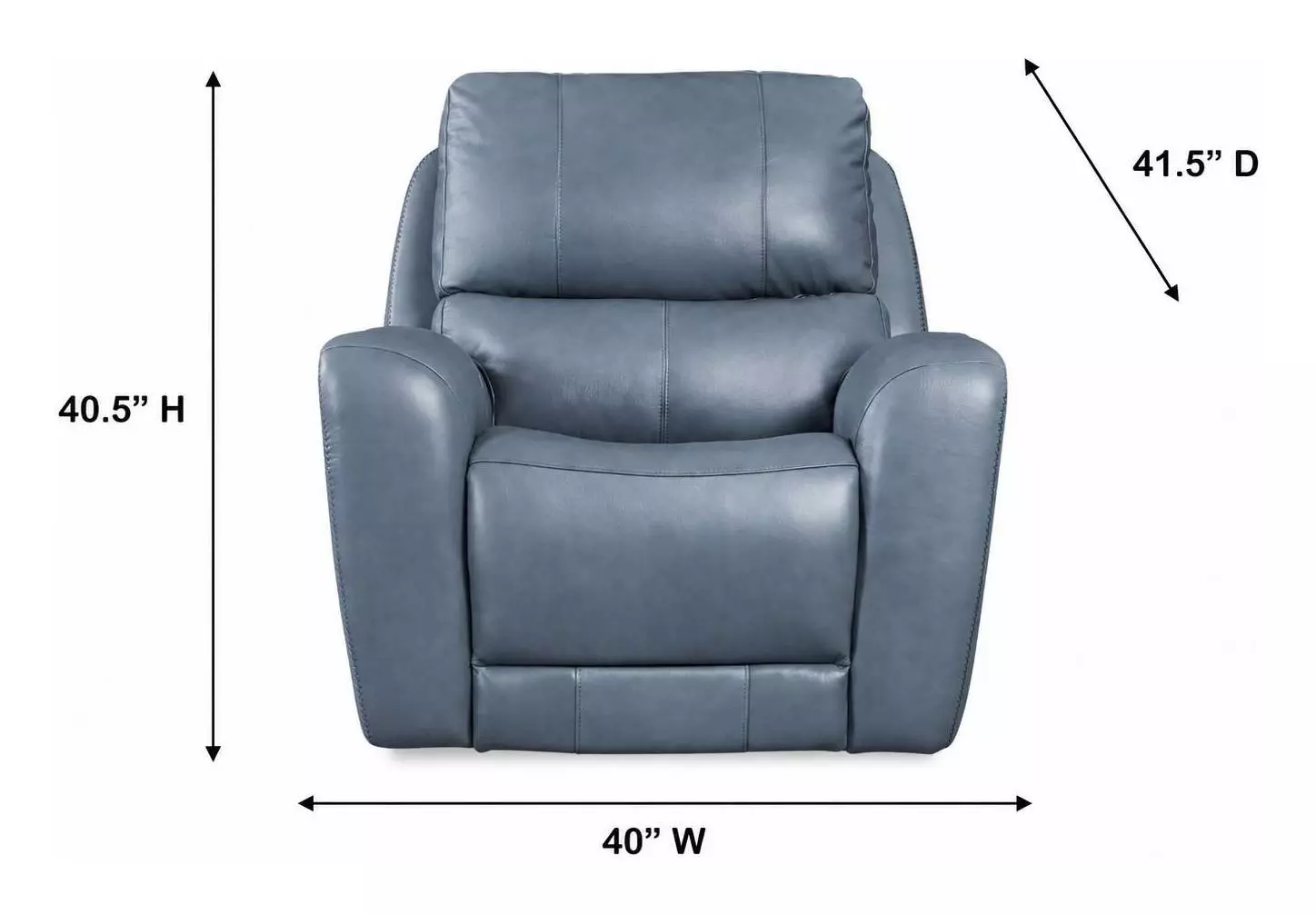 BelleAvenue Persian Blue Leather Glider Power Recliner with Power Headrest and USB Charging