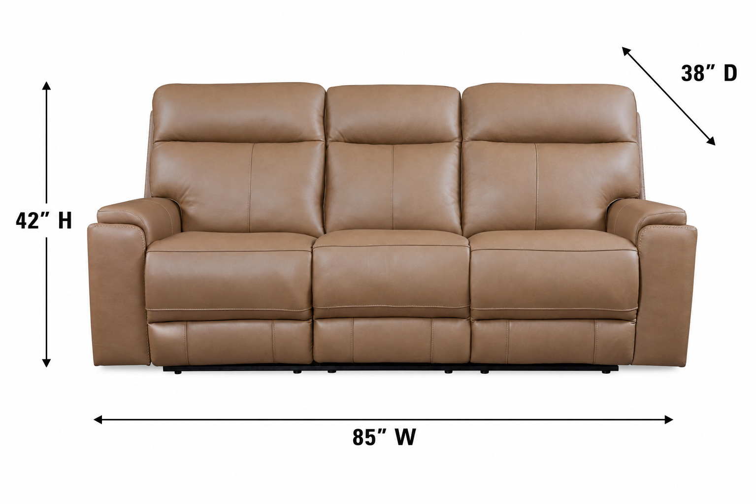 Bryant Tuscan Tan Leather 85" Lay Flat Power Reclining Sofa with Power Headrest and USB Charging