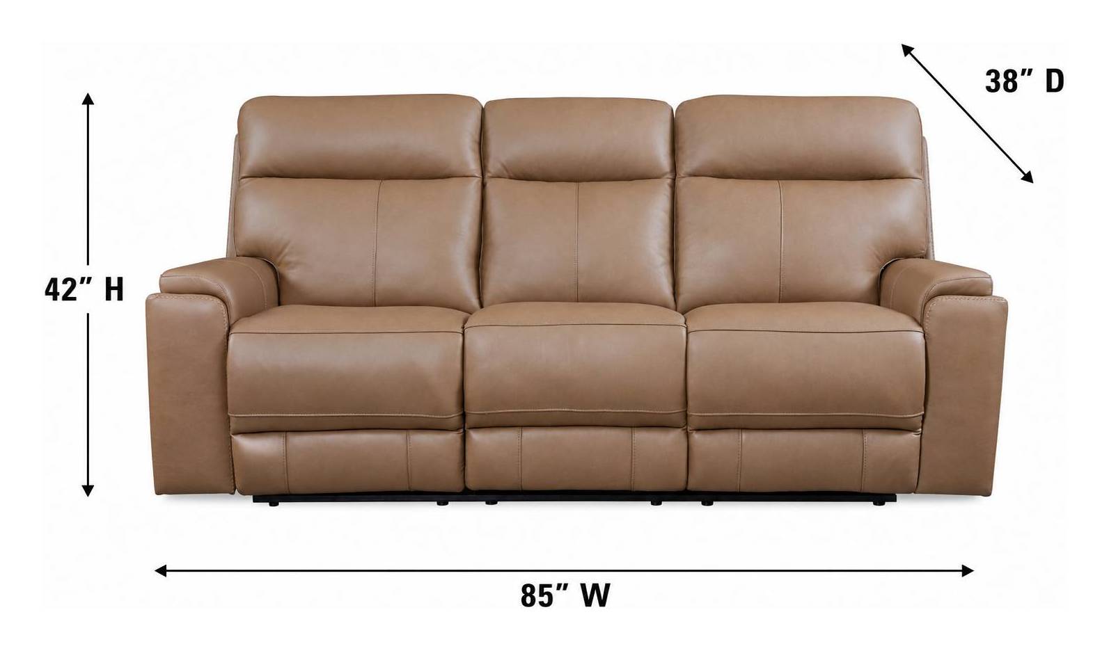 Bryant Tuscan Tan Leather 85" Lay Flat Power Reclining Sofa with Power Headrest and USB Charging